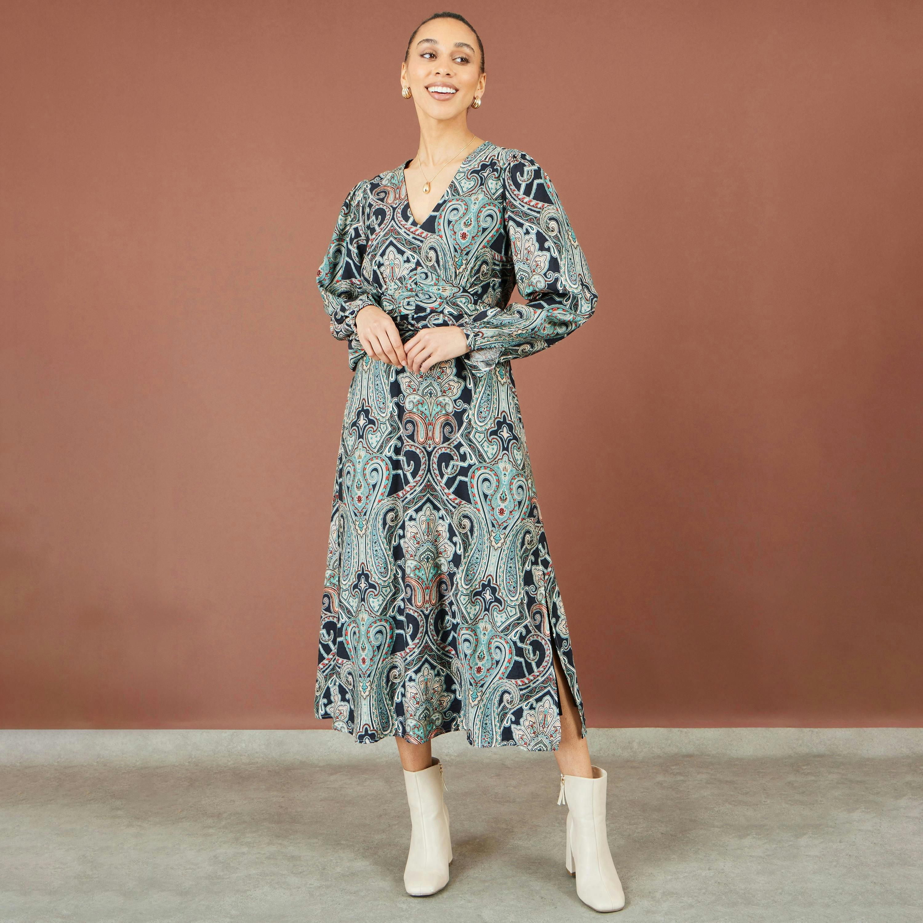 Yumi Green Paisley Print Midi Dress , view 2 of 5