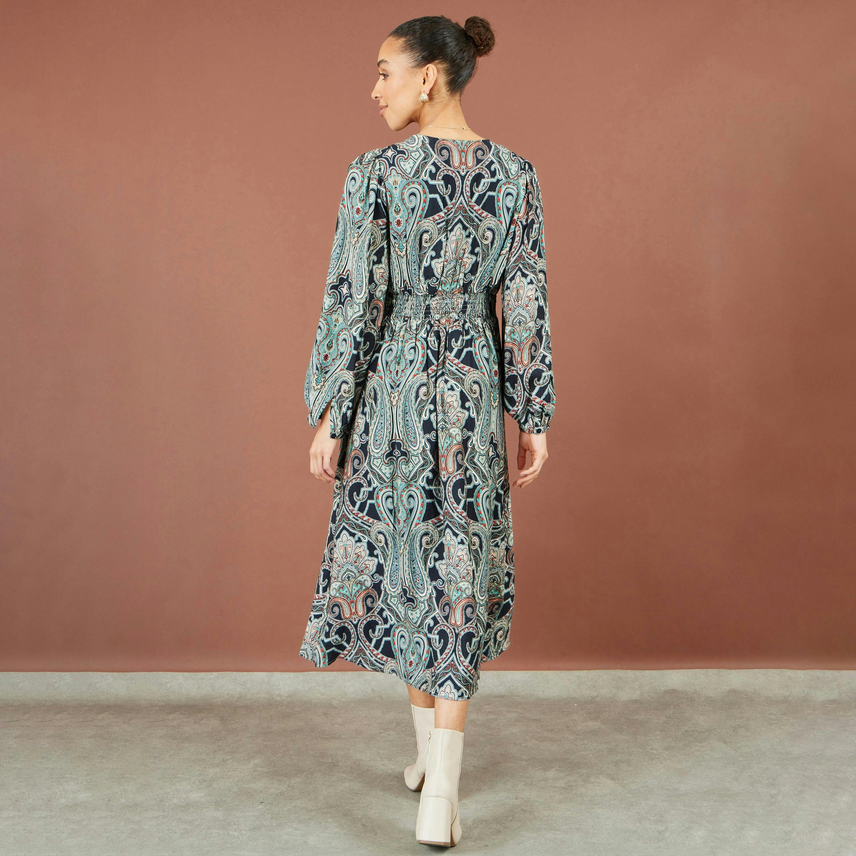 Yumi Green Paisley Print Midi Dress , view 4 of 5