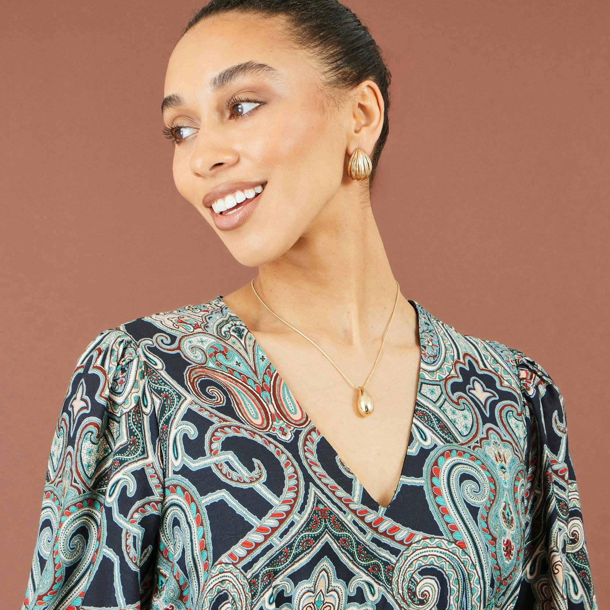 Yumi Green Paisley Print Midi Dress , view 5 of 5