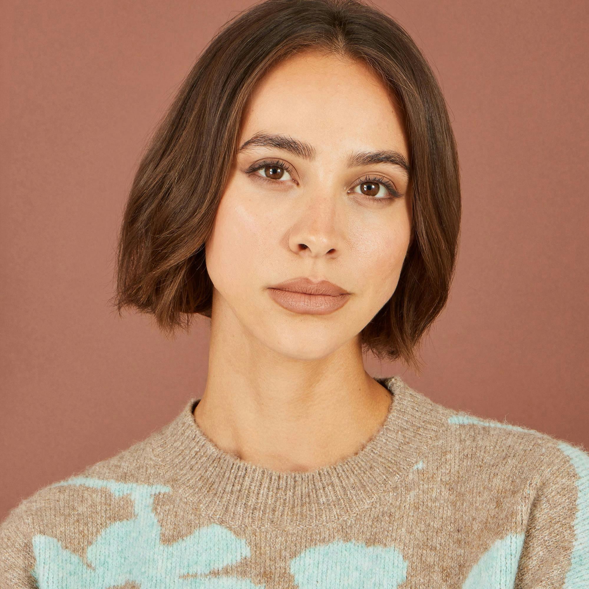 Yumi Brown Floral Intarsia Relaxed Fit Jumper , view 5 of 5