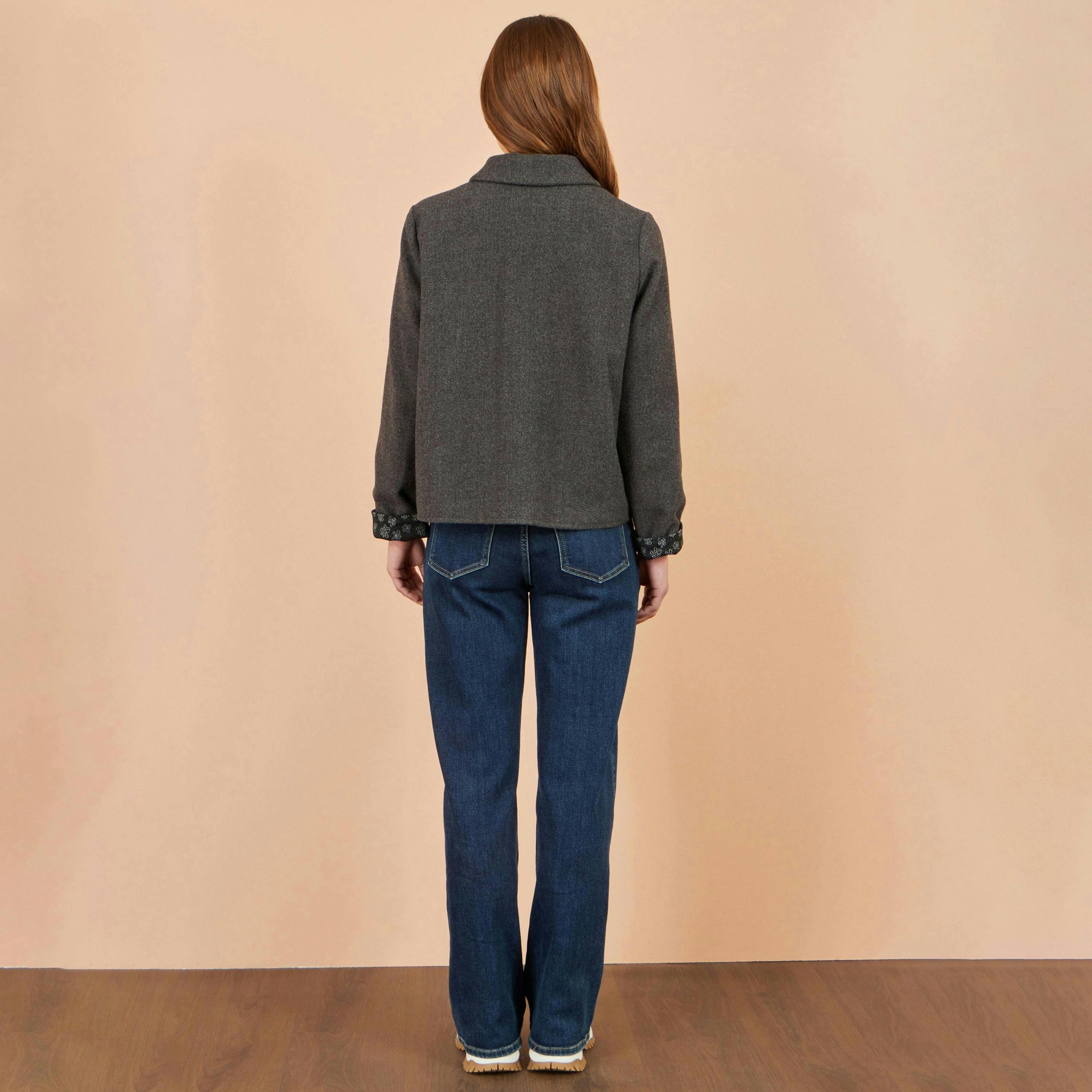 Yumi Grey Patchwork Boxy Jacket , view 4 of 5