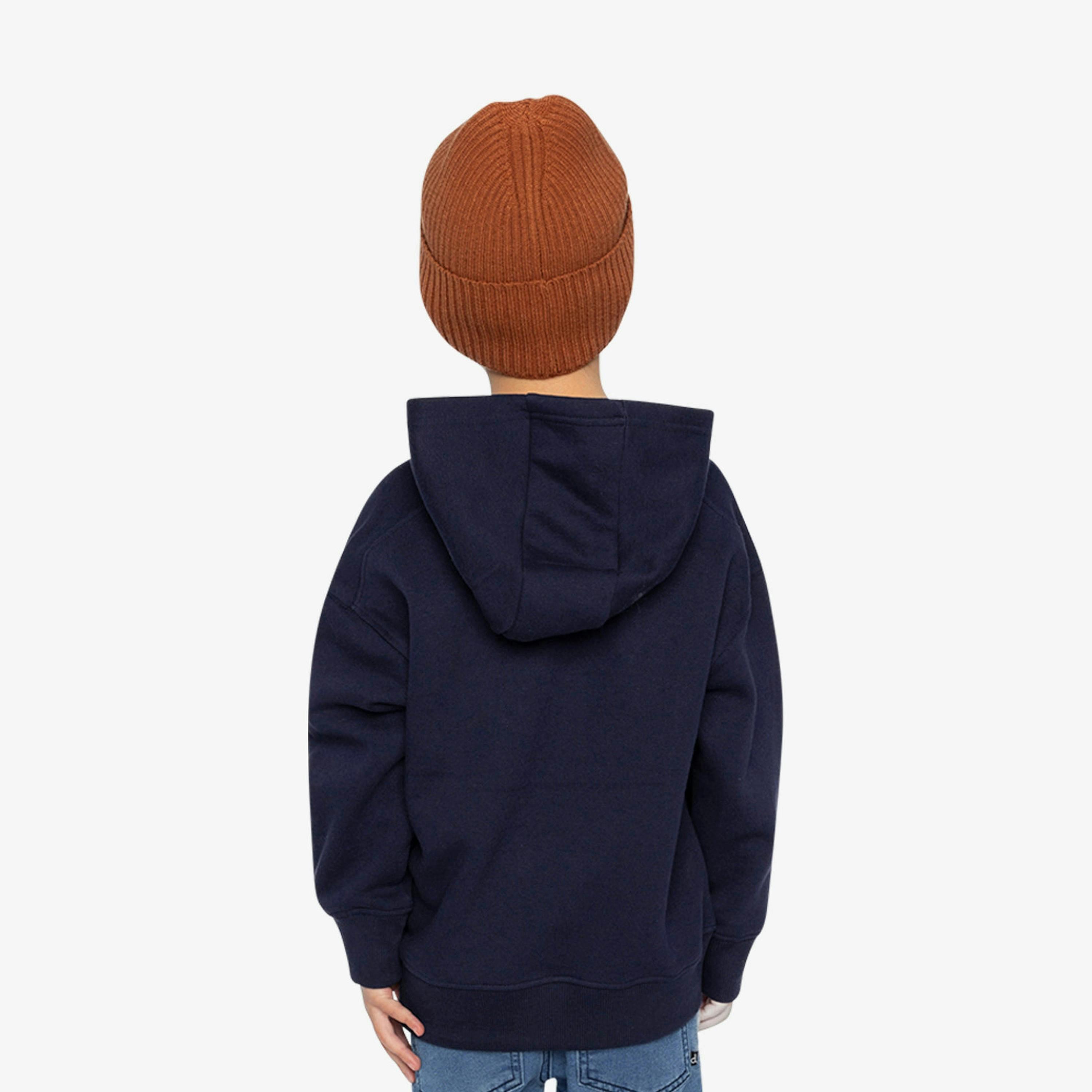 Fleece Hooded Sweatshirt Dark Blue , view 4 of 6