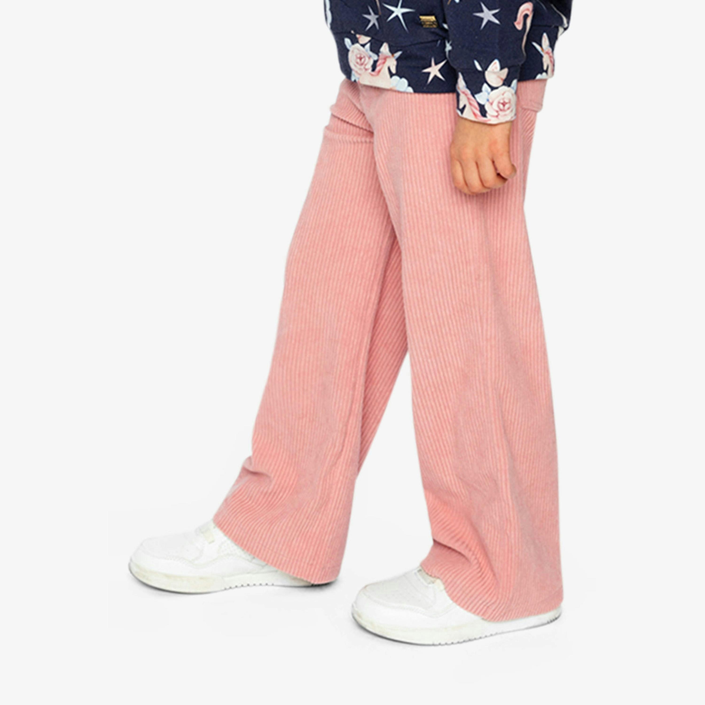 Stretch Corduroy Wide Leg Pants Pink , view 3 of 6
