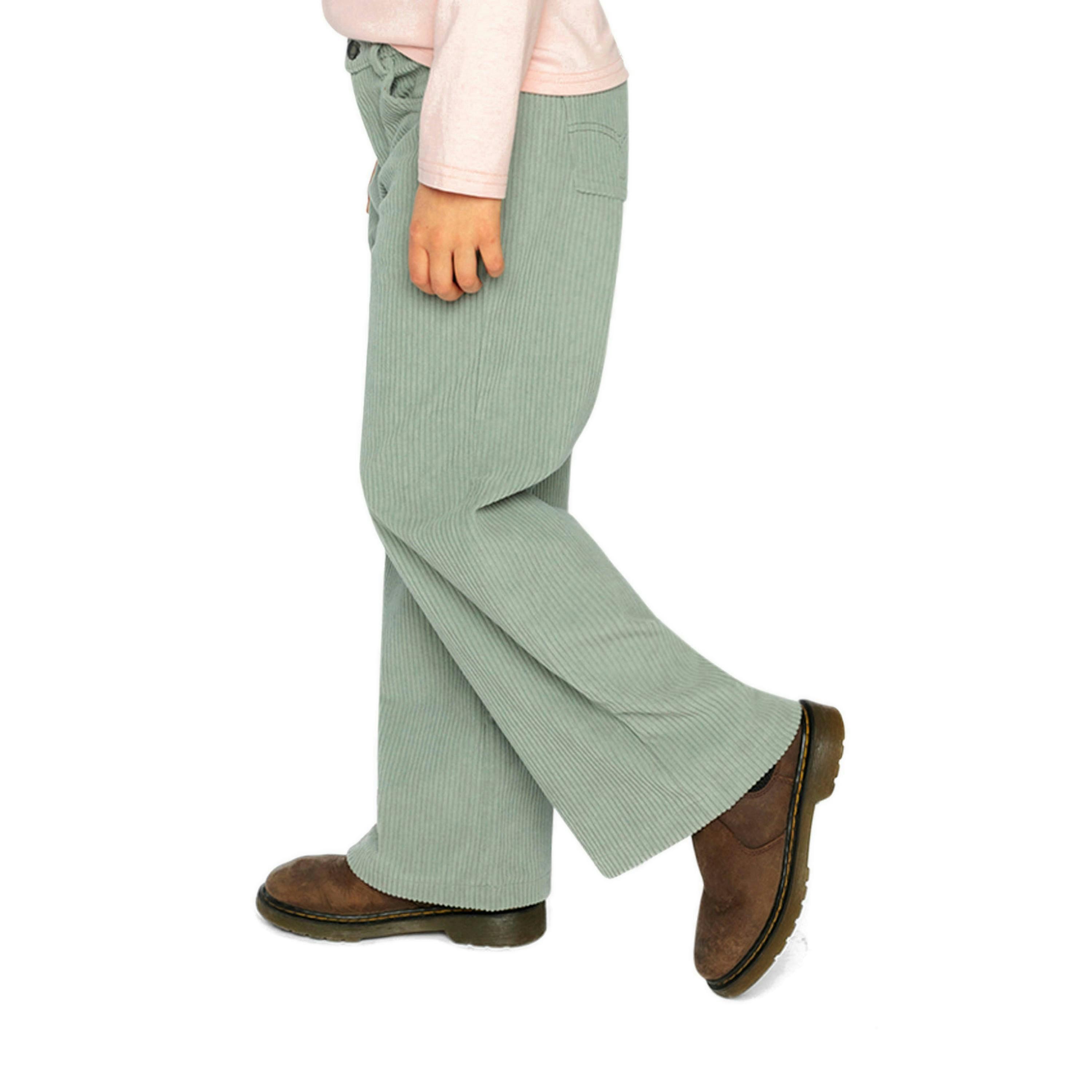 Stretch Corduroy Wide Leg Pants Pale Turquoise , view 3 of 6