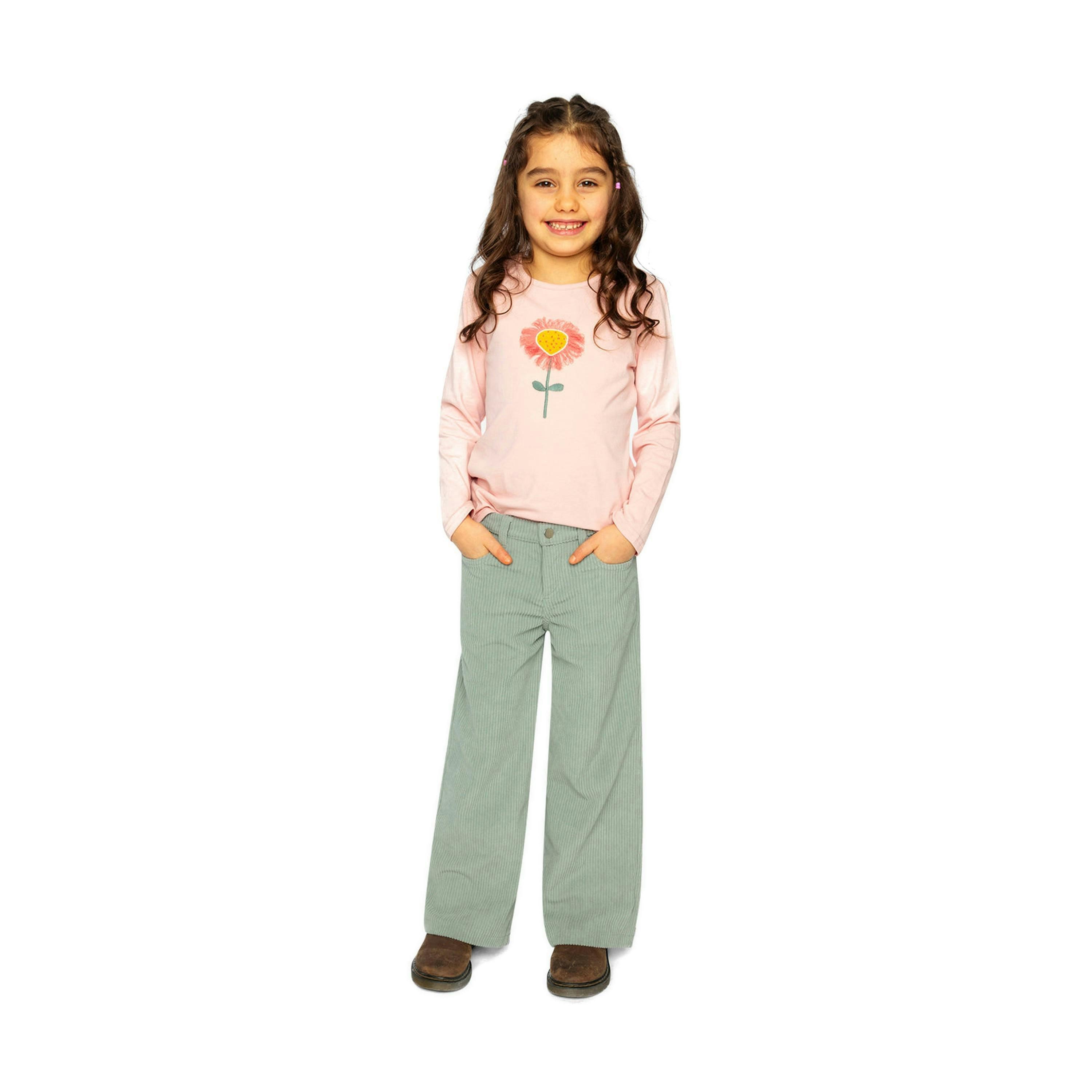 Stretch Corduroy Wide Leg Pants Pale Turquoise , view 5 of 6