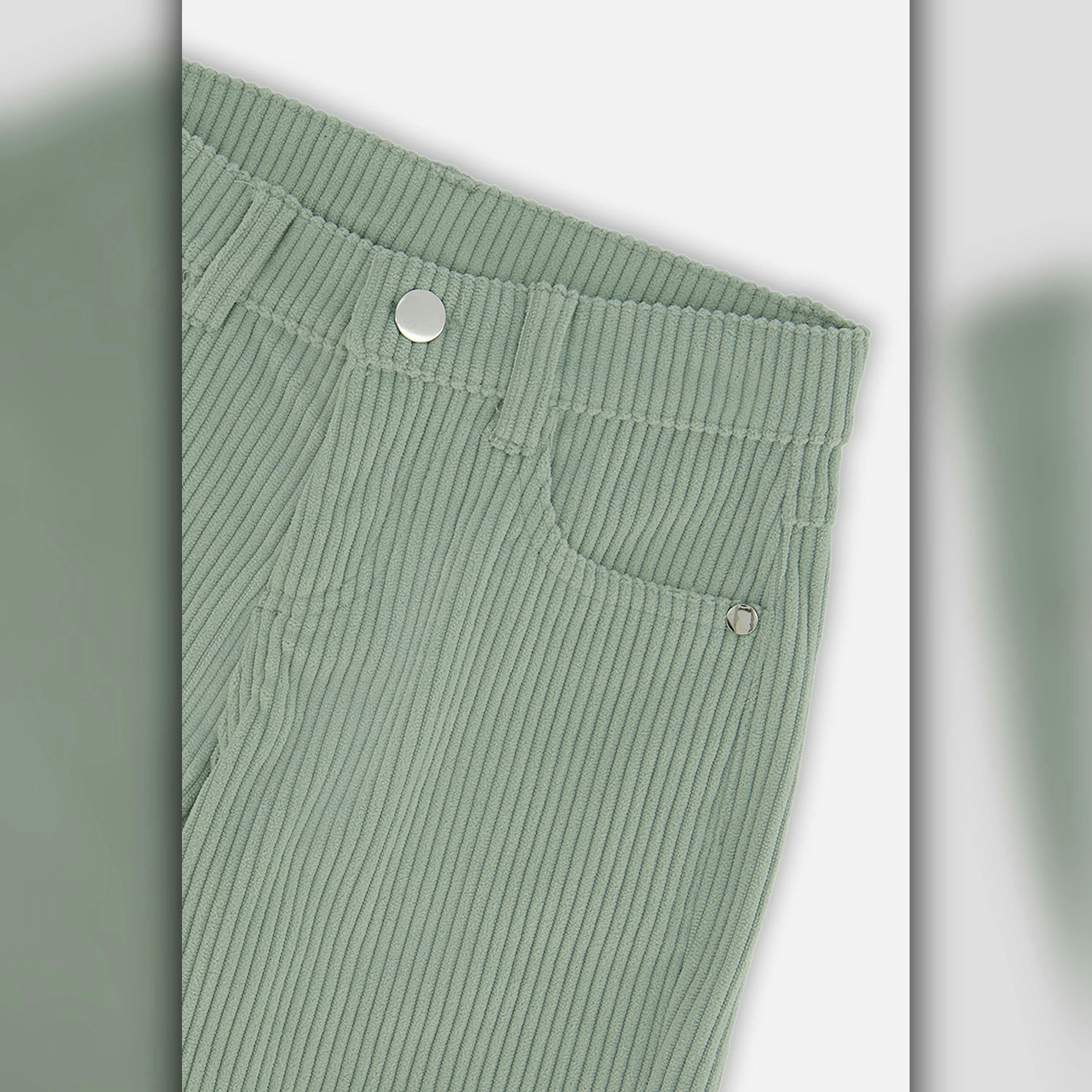 Stretch Corduroy Wide Leg Pants Pale Turquoise , view 6 of 6