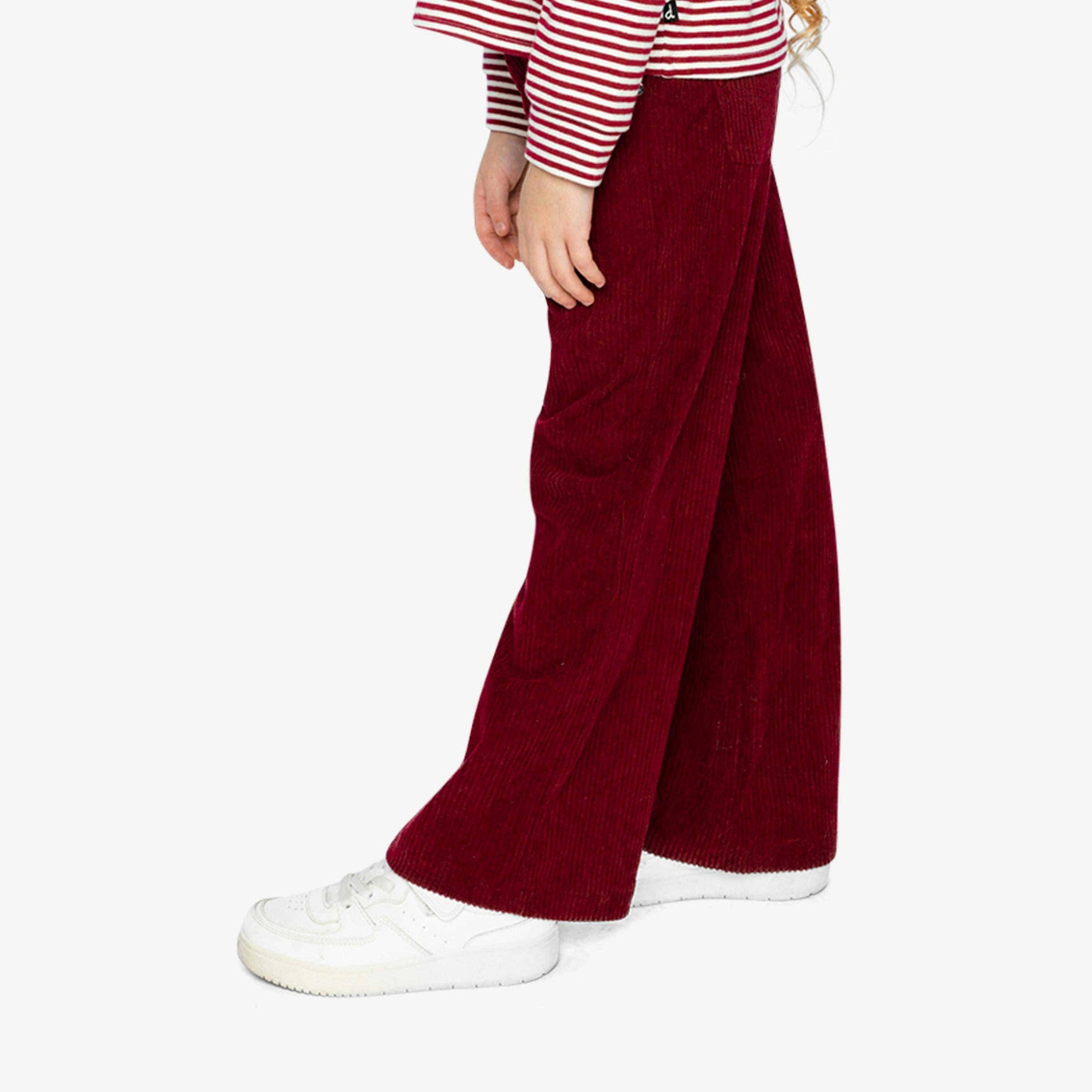 Stretch Corduroy Wide Leg Pants Reddish-Brown , view 3 of 6