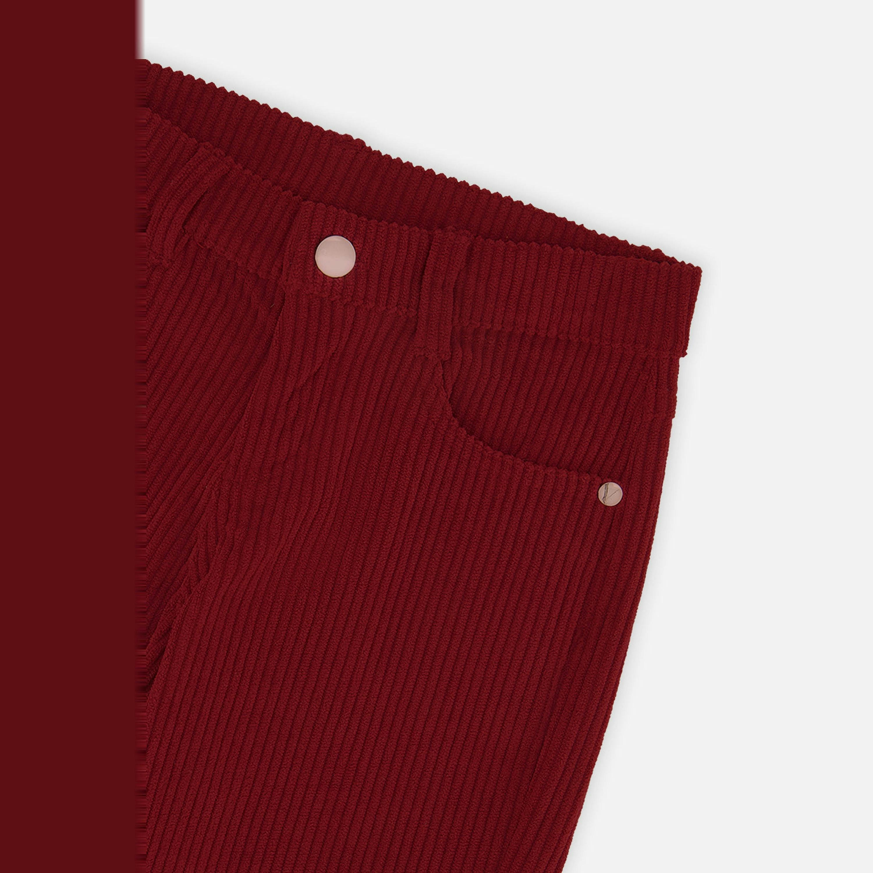 Stretch Corduroy Wide Leg Pants Reddish-Brown , view 6 of 6