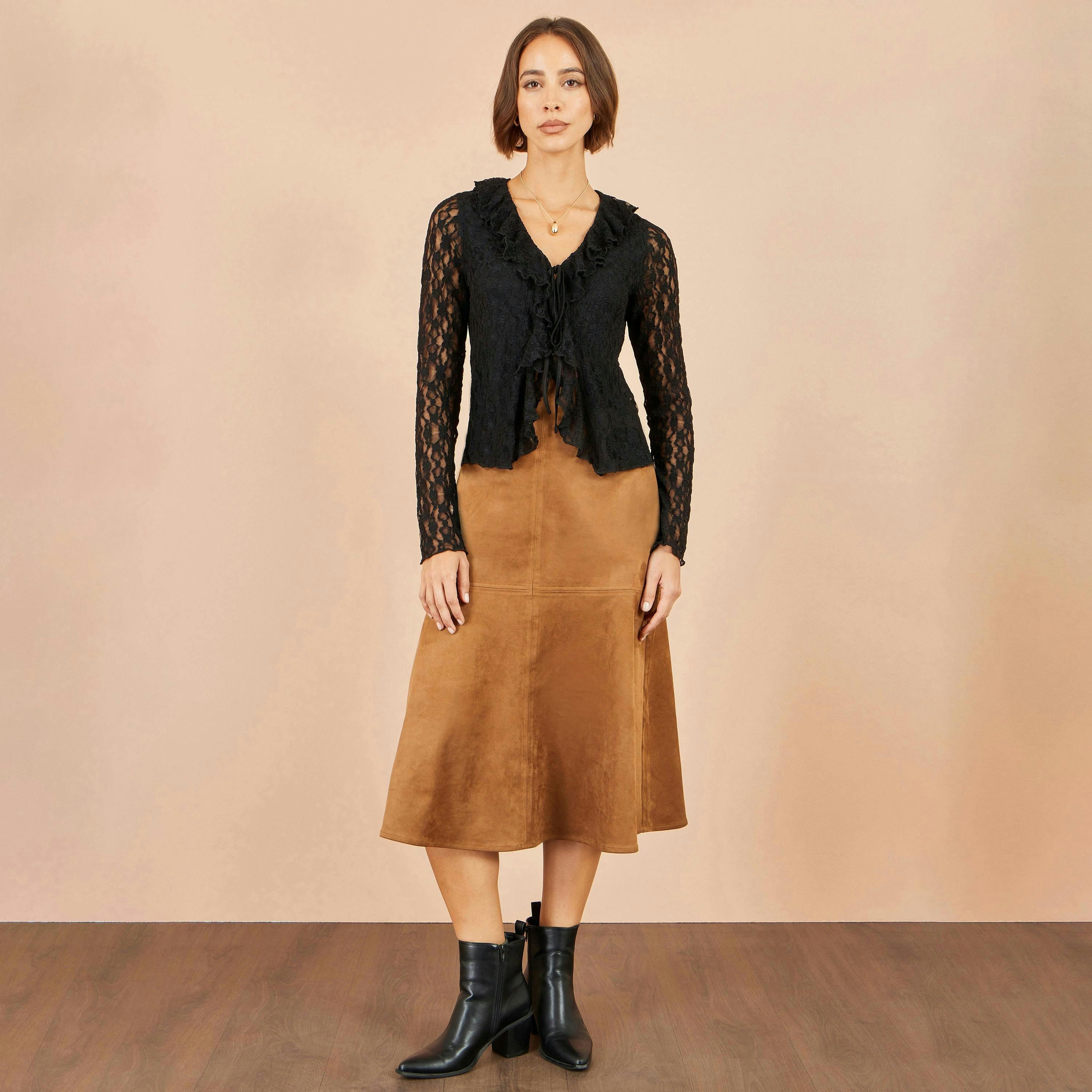Yumi Black Ruffle Lace Top , view 2 of 5