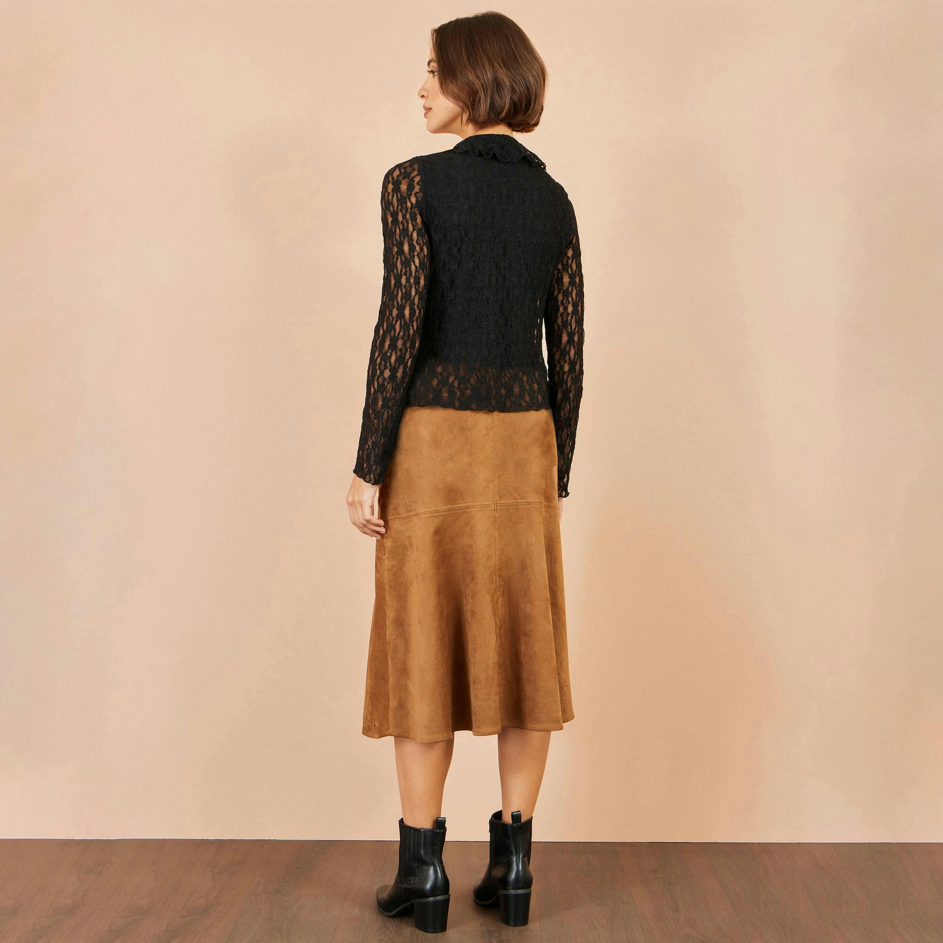 Yumi Black Ruffle Lace Top , view 3 of 5