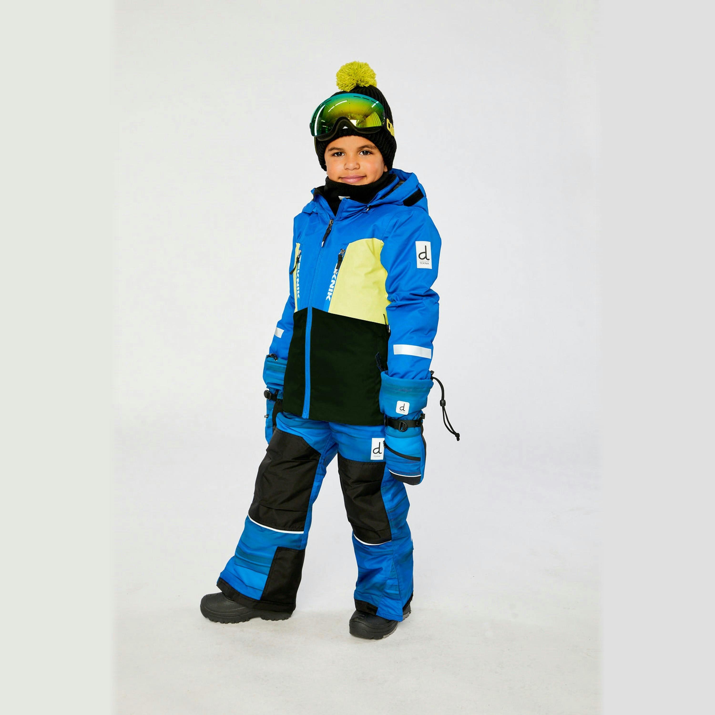 Two Piece Teknik Snowsuit Royal Blue And Yellow , view 3 of 6