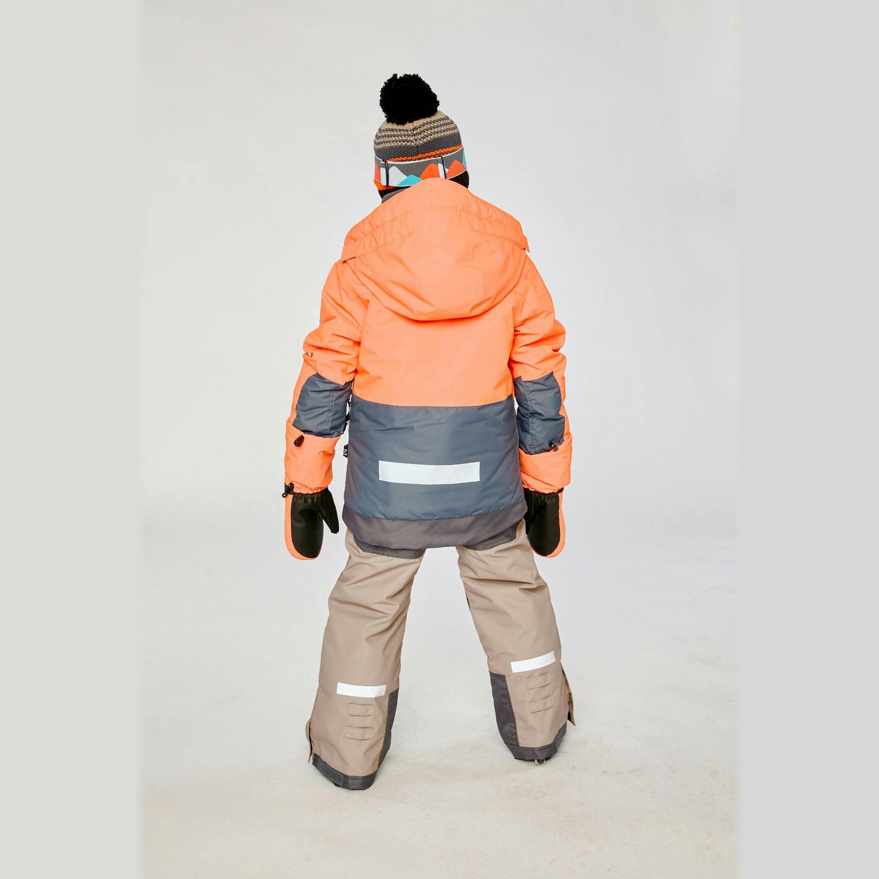 Two Piece Teknik Snowsuit Bright Orange Grey And Taupe , view 4 of 6