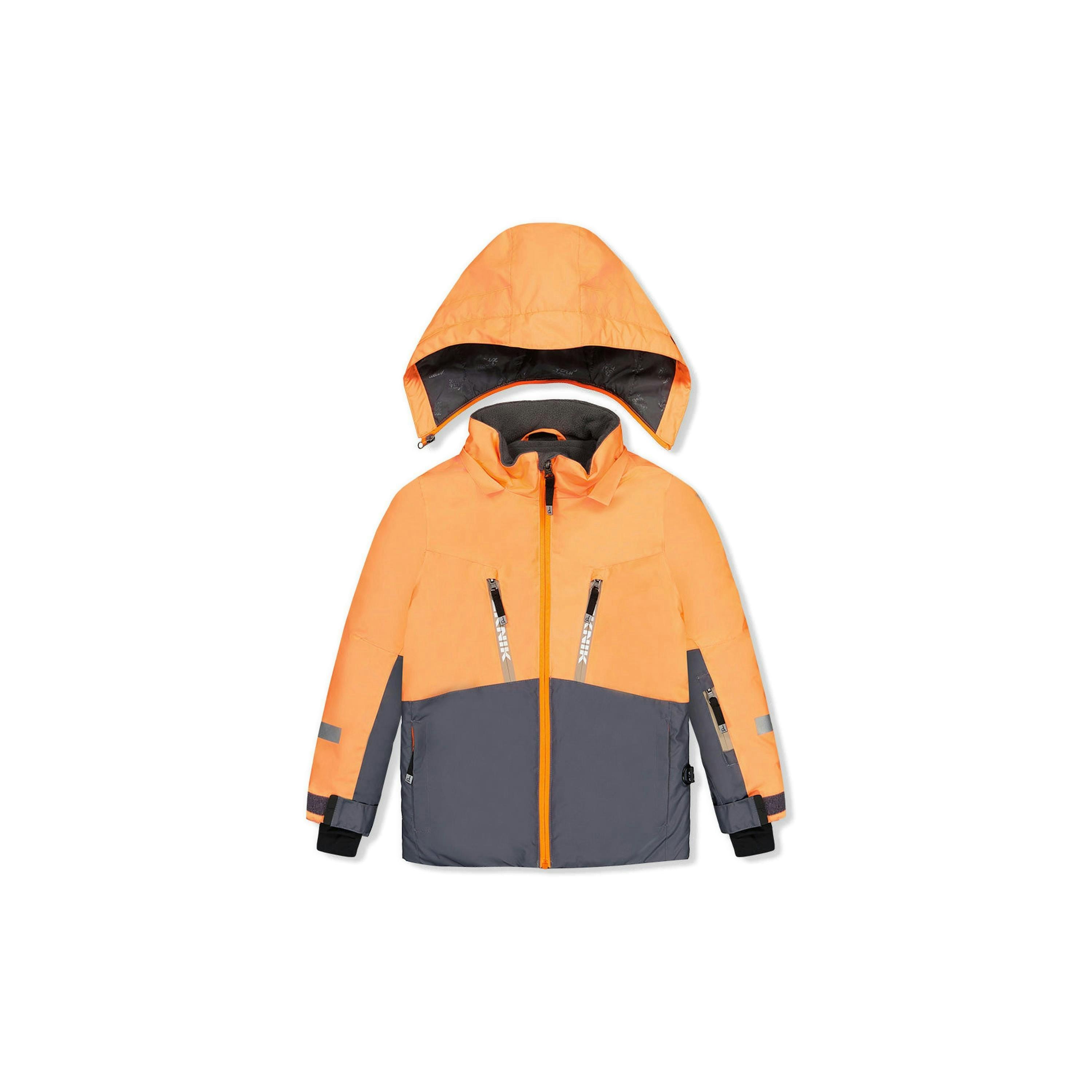 Two Piece Teknik Snowsuit Bright Orange Grey And Taupe , view 5 of 6
