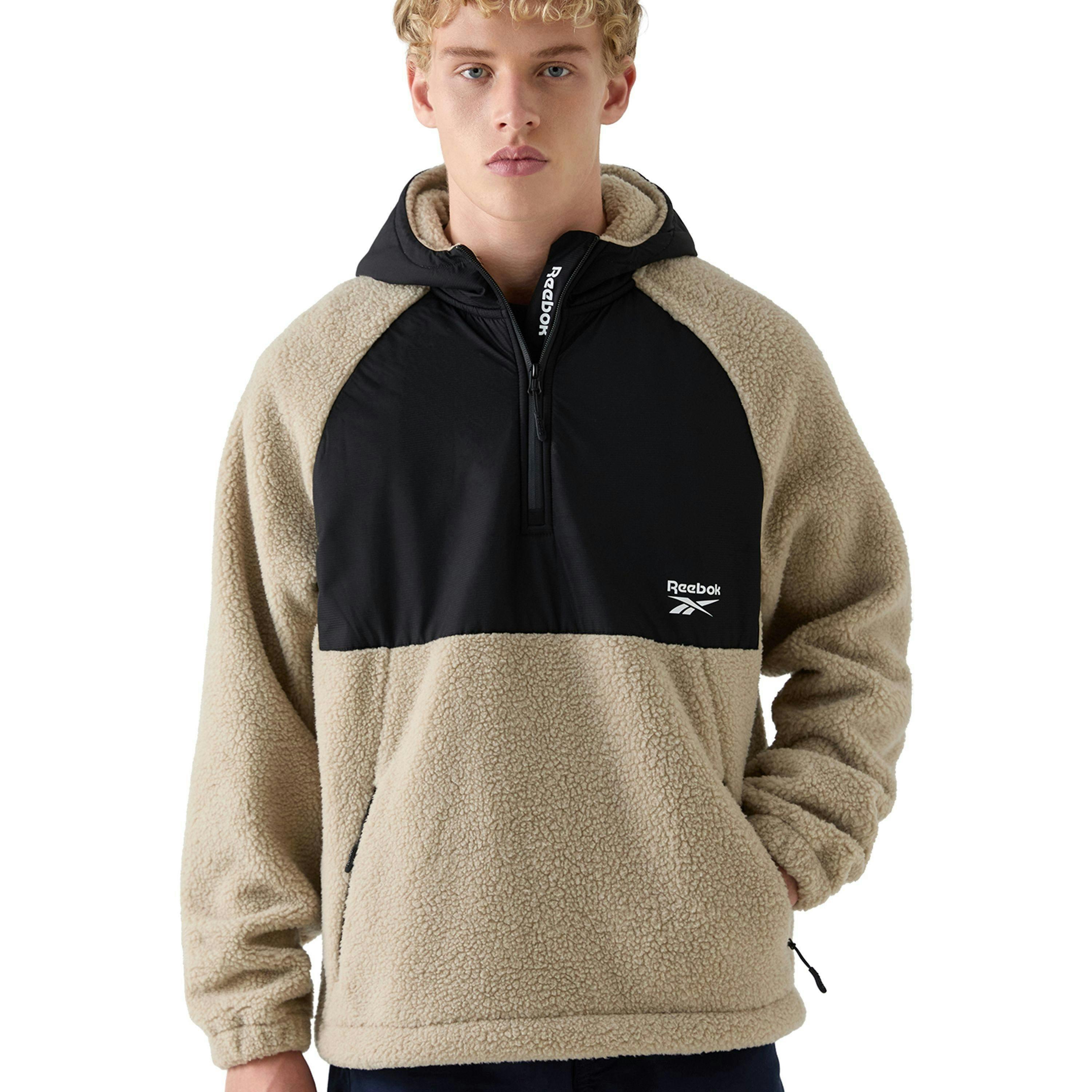 Osgood Hooded Sherpa Fleece - Beige/Black , view 1 of 5