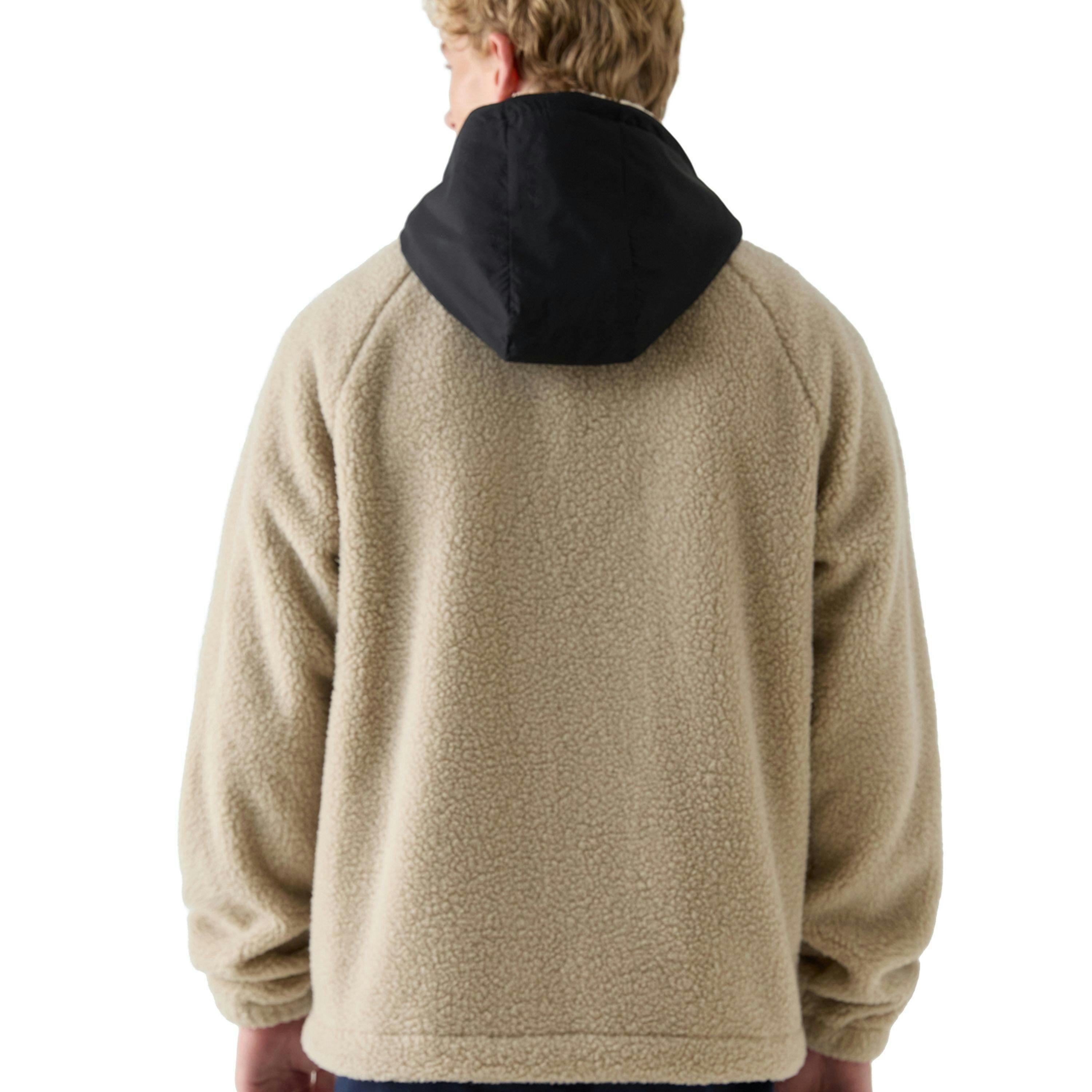 Osgood Hooded Sherpa Fleece - Beige/Black , view 2 of 5