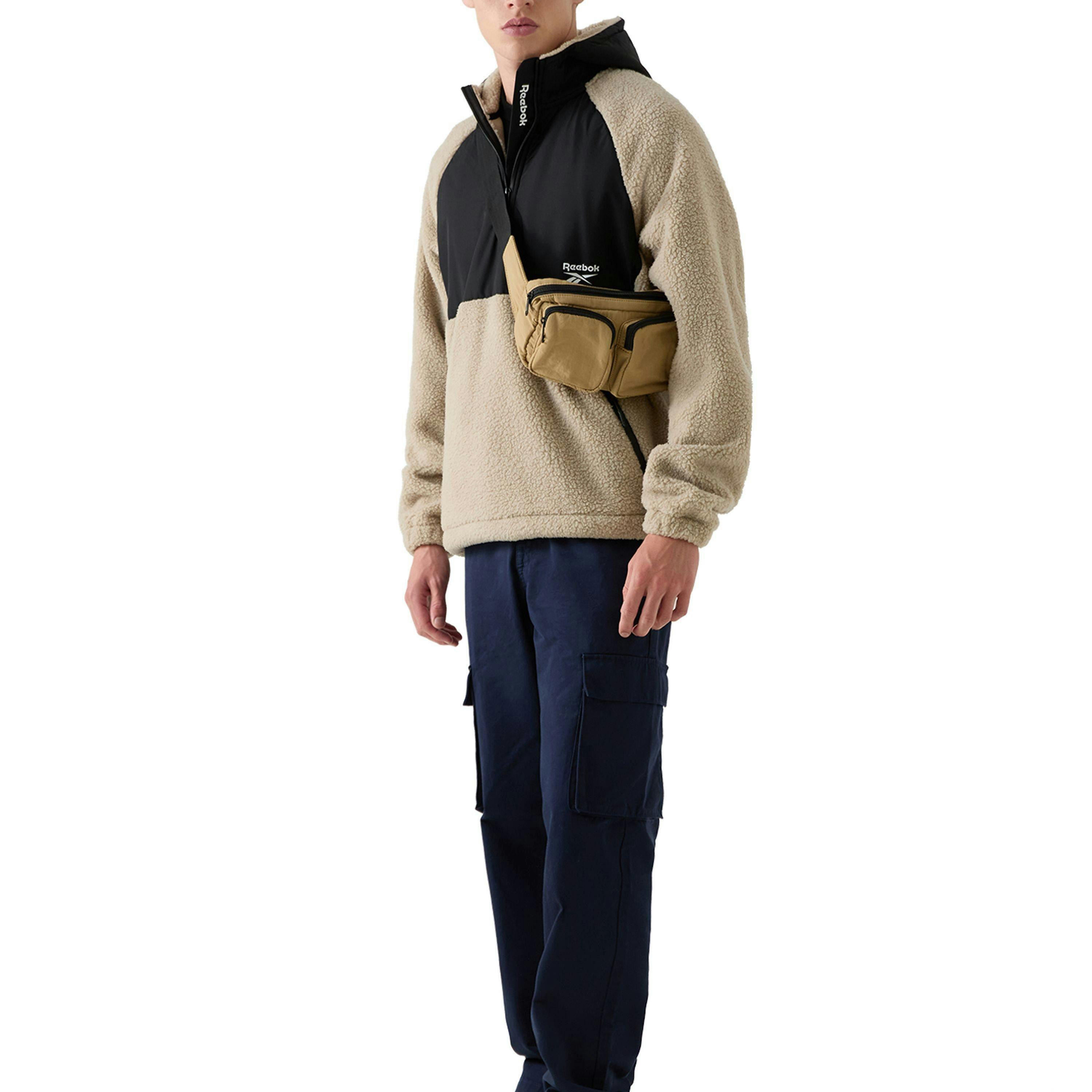Osgood Hooded Sherpa Fleece - Beige/Black , view 4 of 5