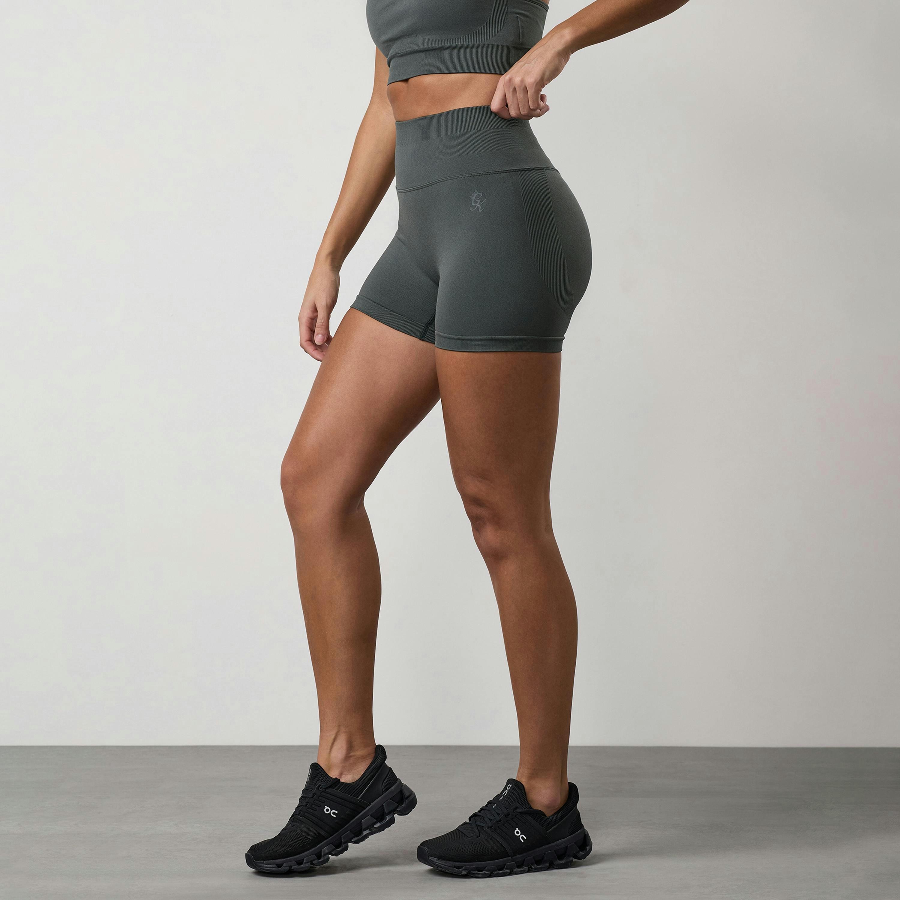 Gym King Sculpt Seamless 3" Short - Green Smoke , view 5 of 5