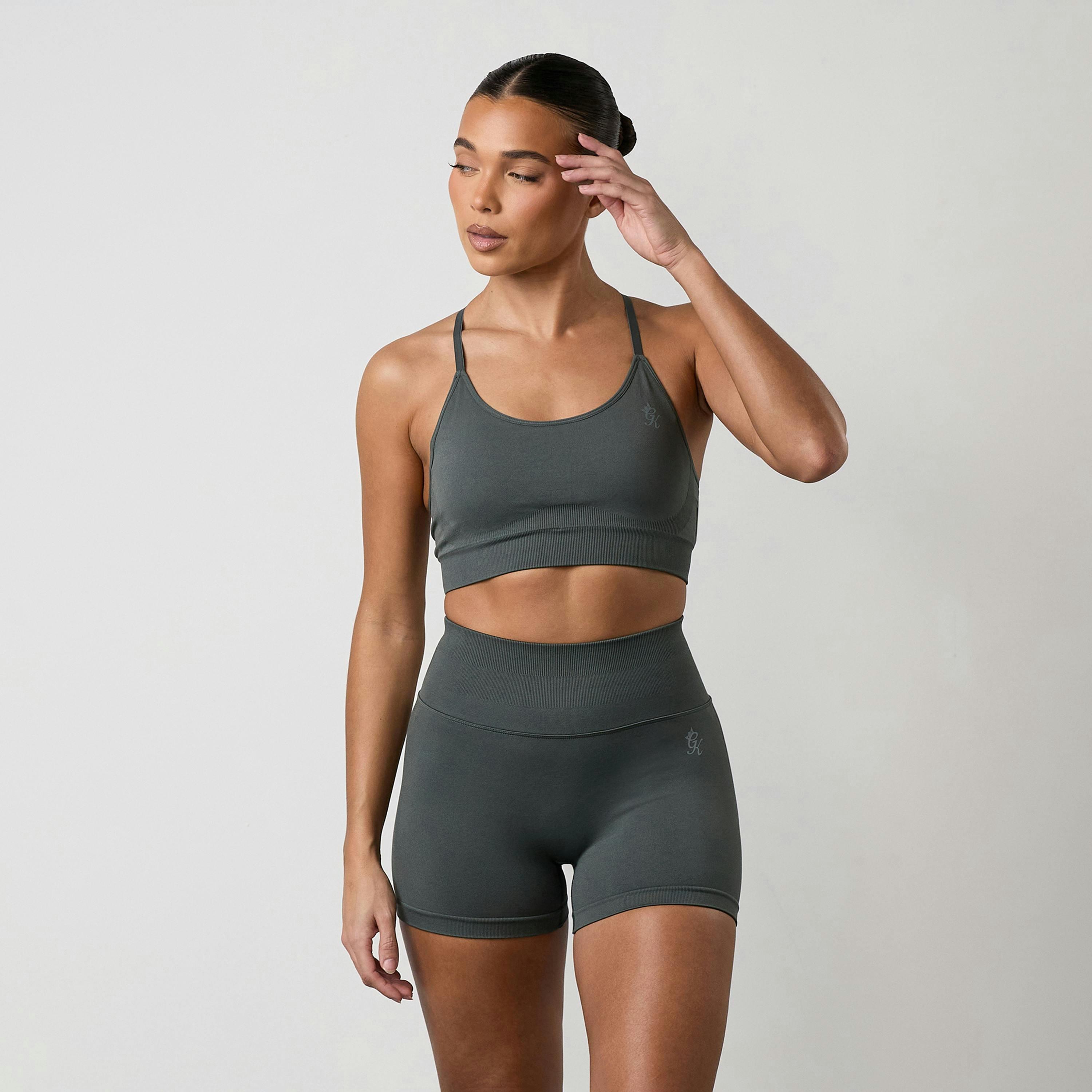 Gym King Sculpt Seamless Bra - Green Smoke , view 3 of 5