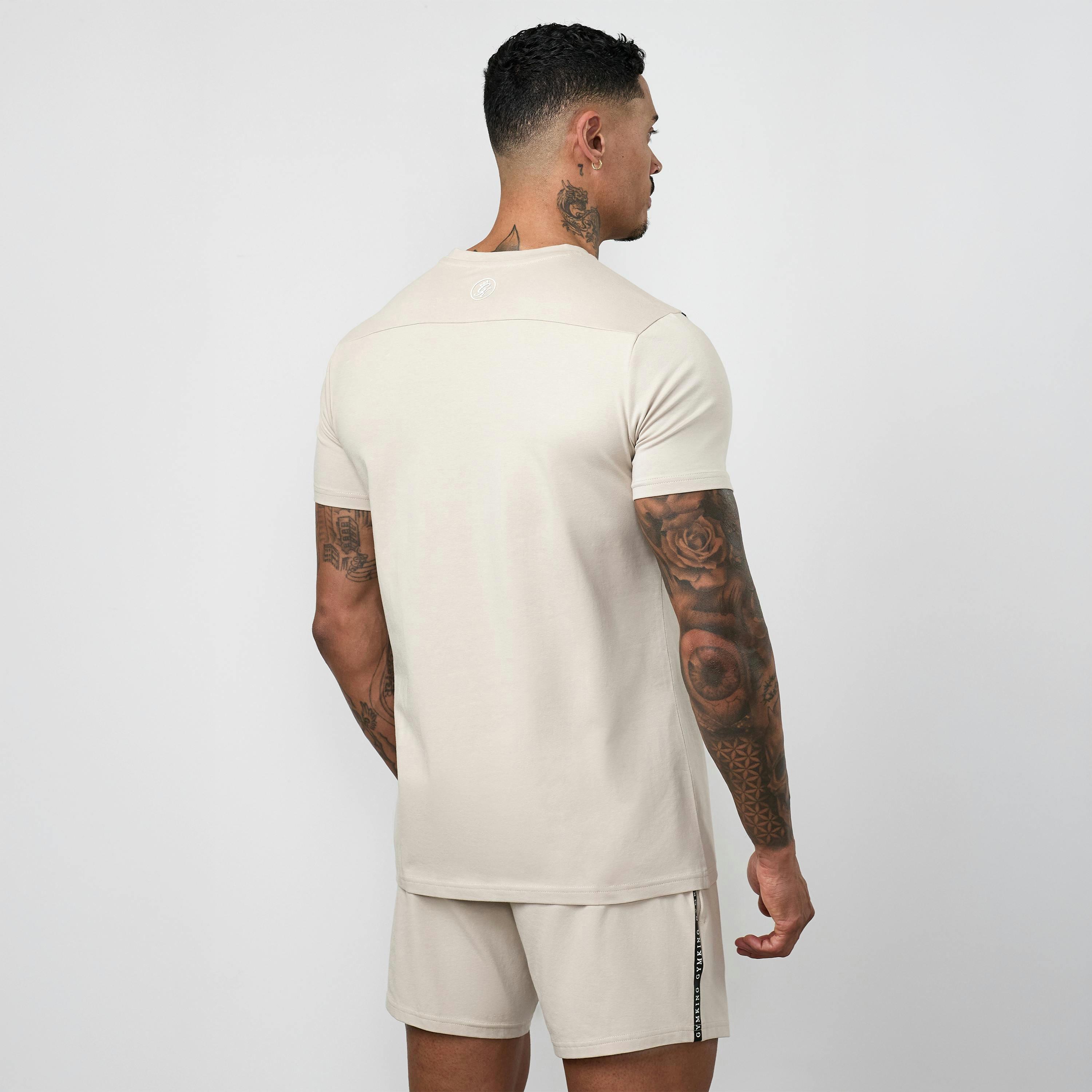 Gym King Taped Jersey Tee - Light Stone , view 2 of 5