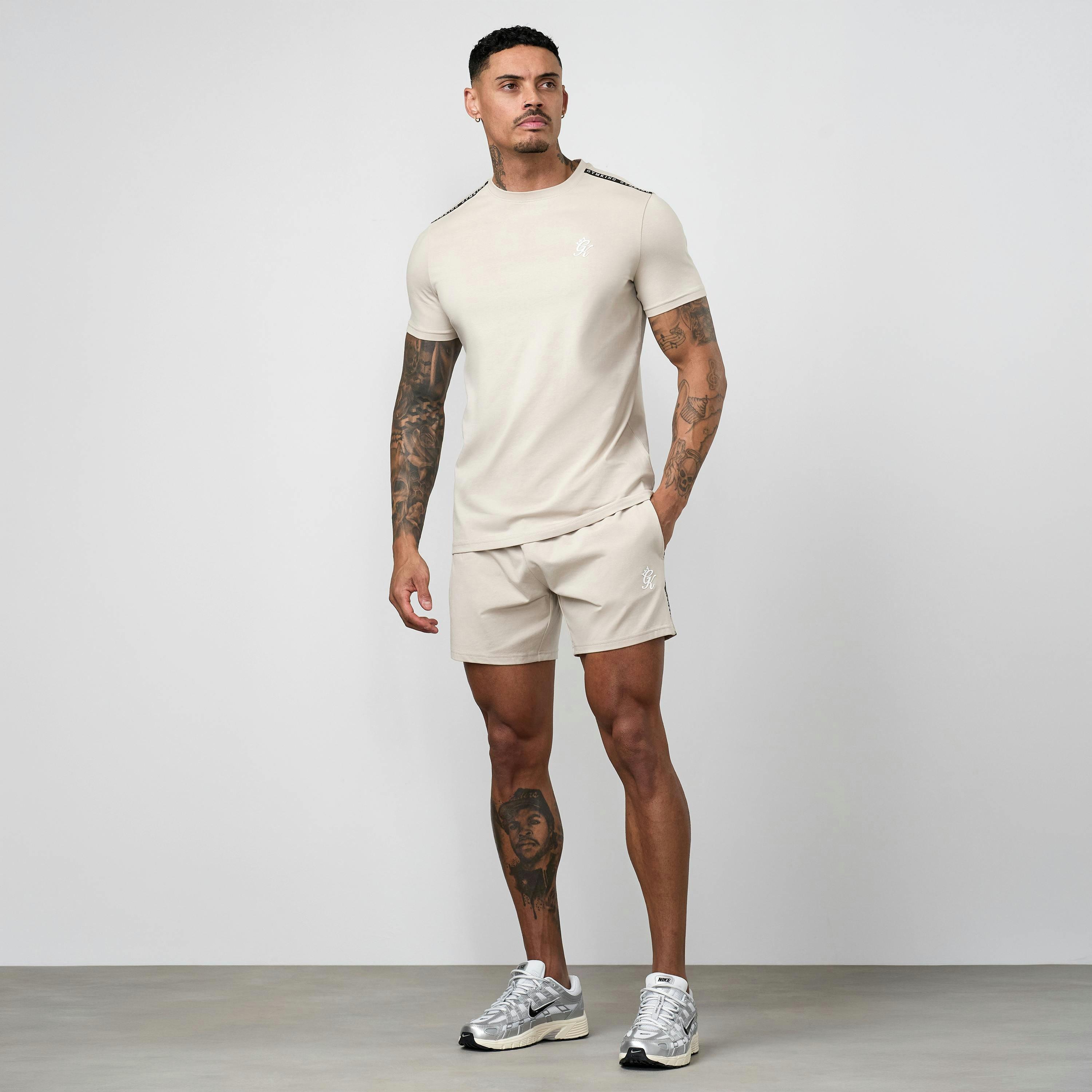 Gym King Taped Jersey Tee - Light Stone , view 3 of 5