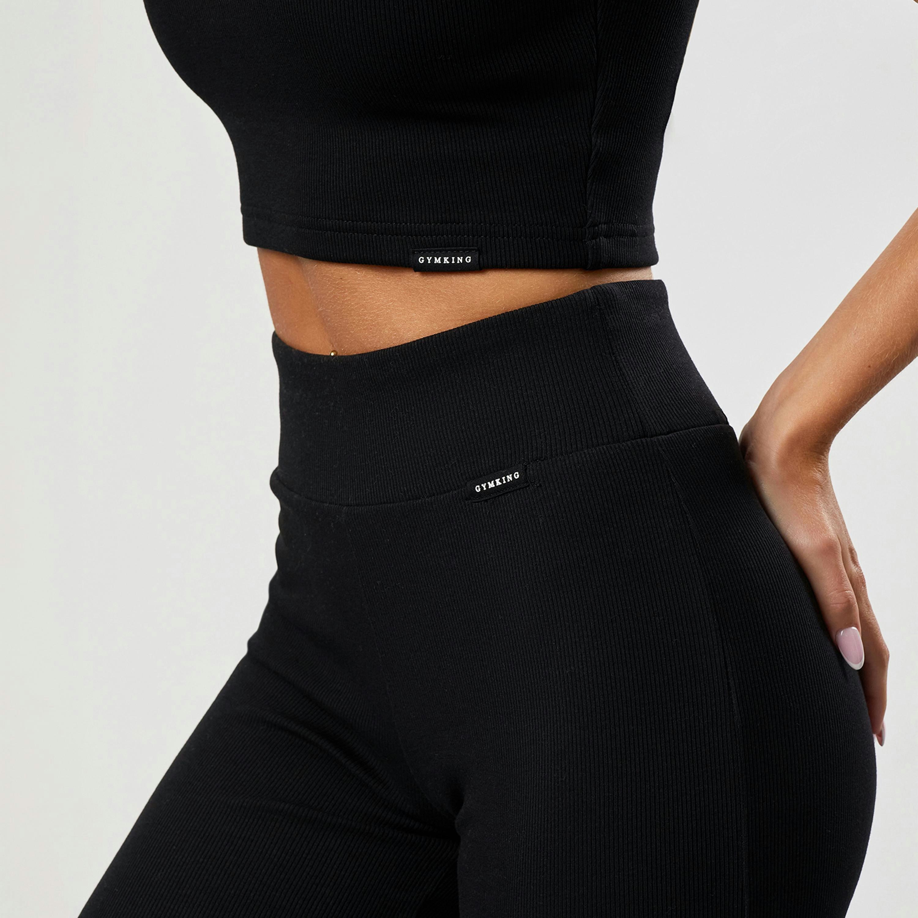 Gym King 365 Rib Flared Legging - Black , view 3 of 6