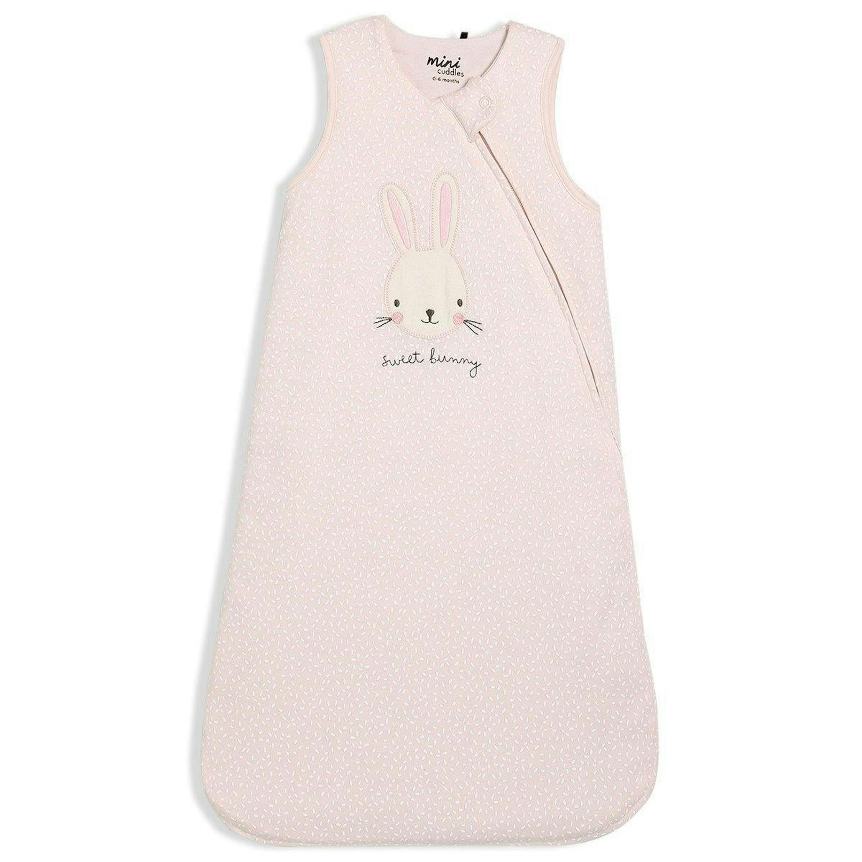 Baby Girls Rabbit Embroidered Sleeping Bag, Pink , view 1 of 1