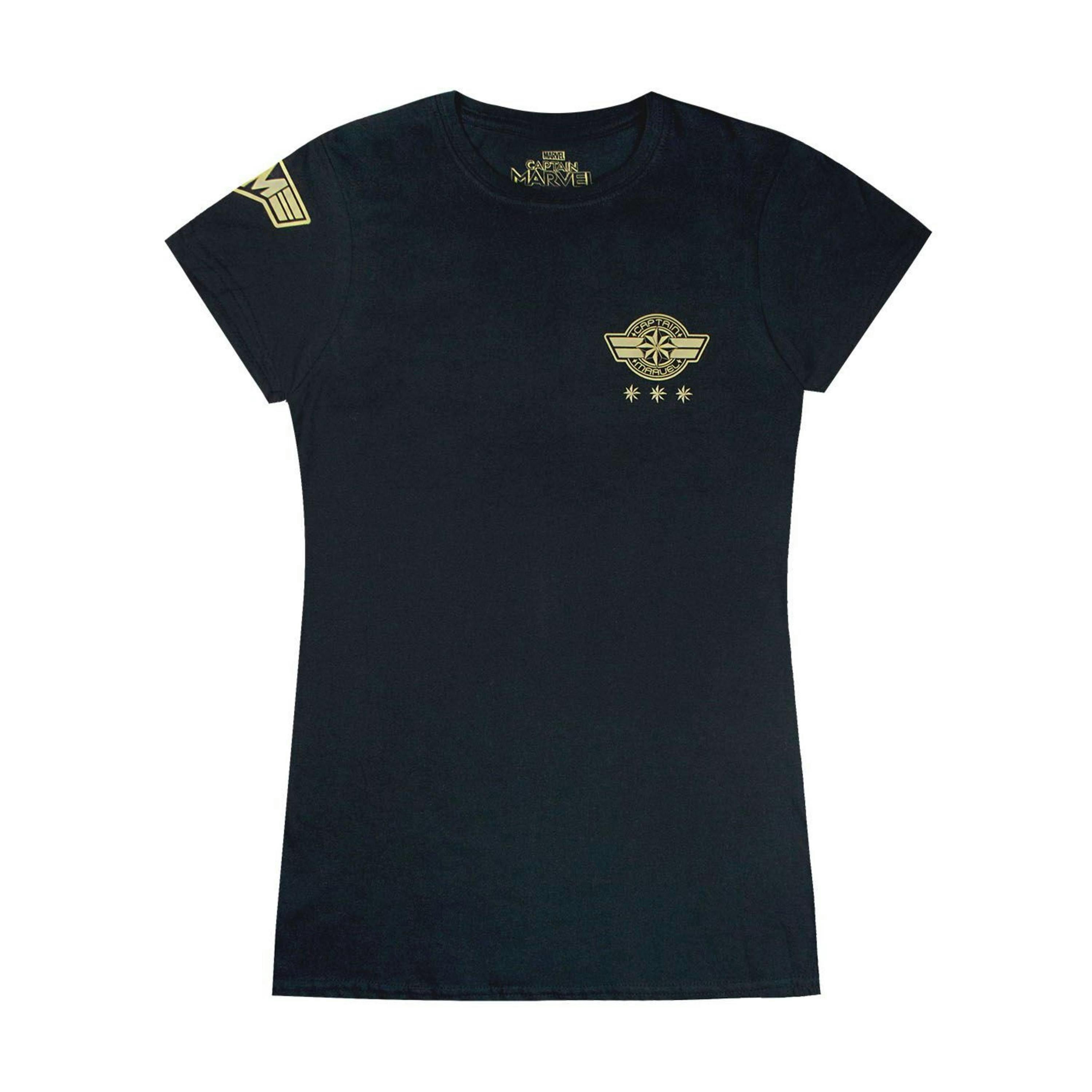Marvel Womens Black Captain Marvel Short Sleeved T-Shirt by Vanilla Underground , view 1 of 1