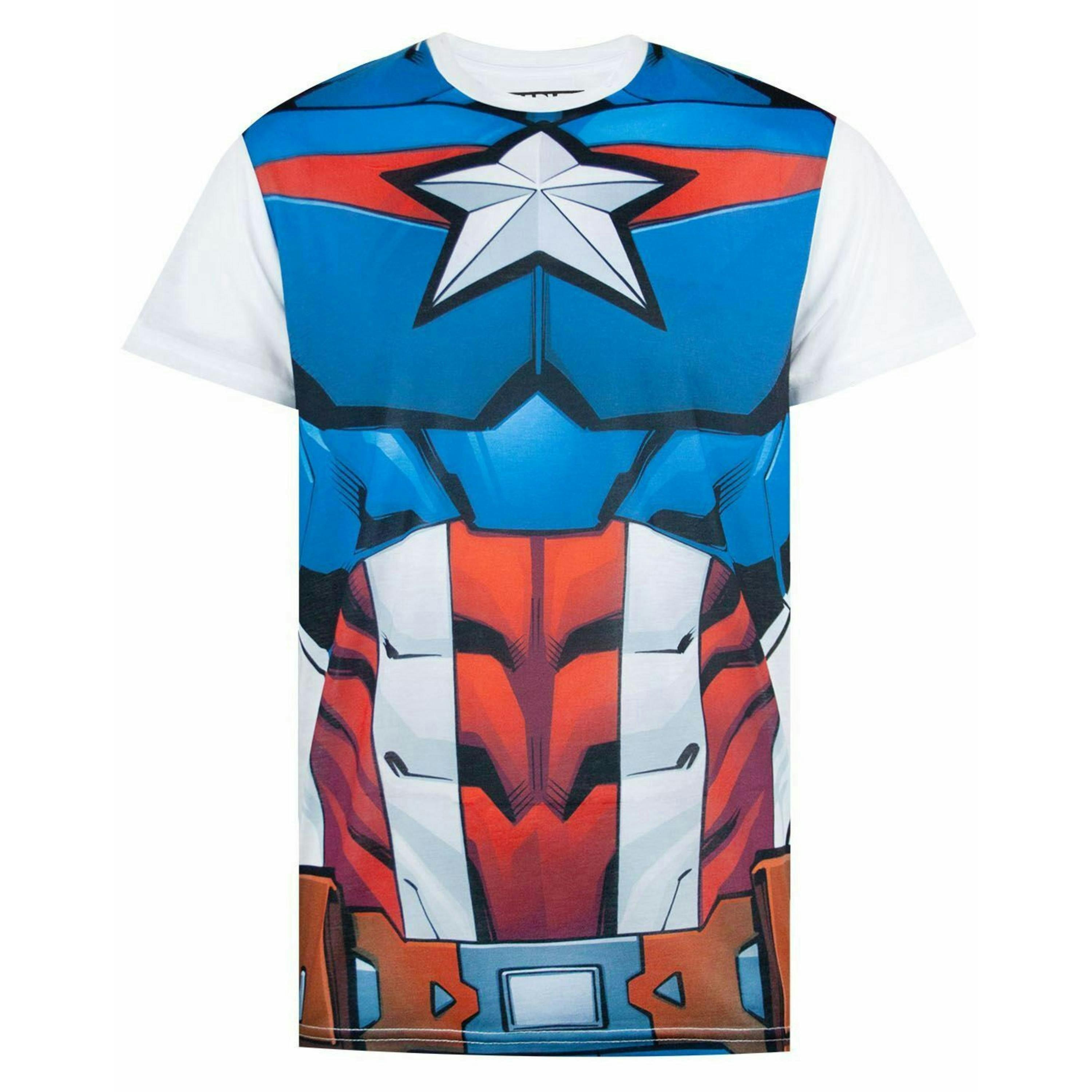 Marvel Mens Blue Captain America Short Sleeved T-Shirt by Vanilla Underground , view 1 of 1