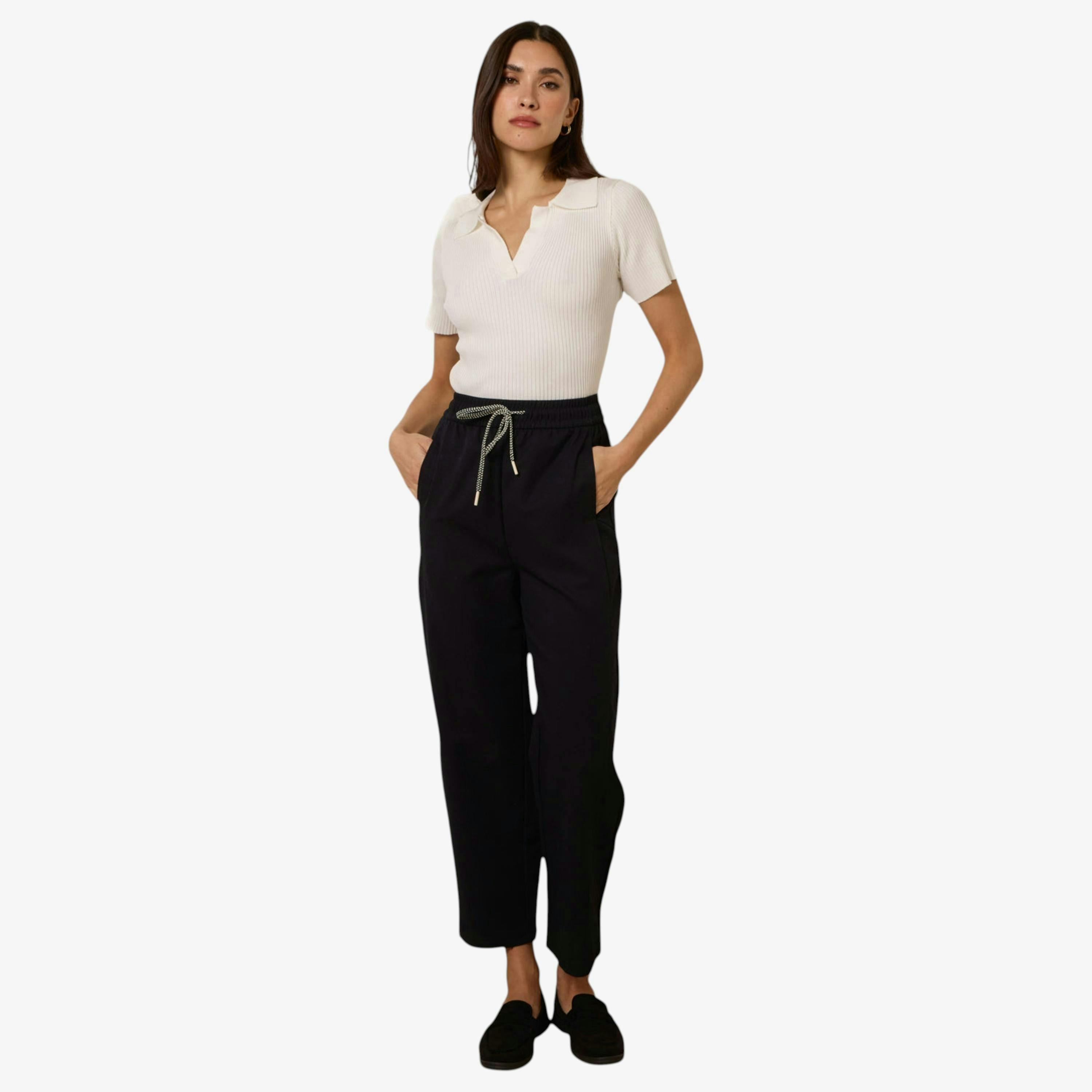 Blue Vanilla Elastic Waist Drawstring Trousers  in Navy , view 1 of 1