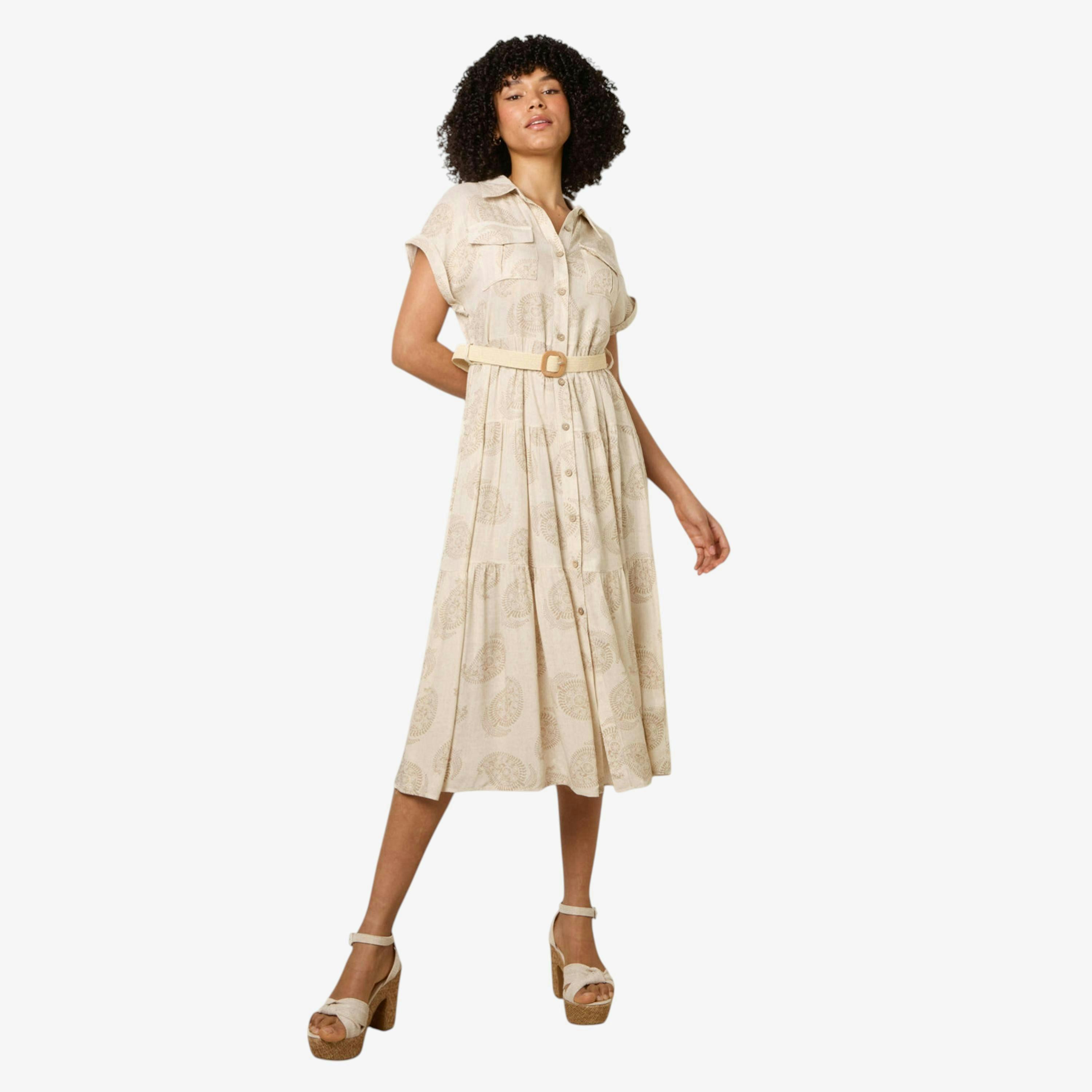 Blue Vanilla Paisley Print Dress  in Ivory , view 1 of 1