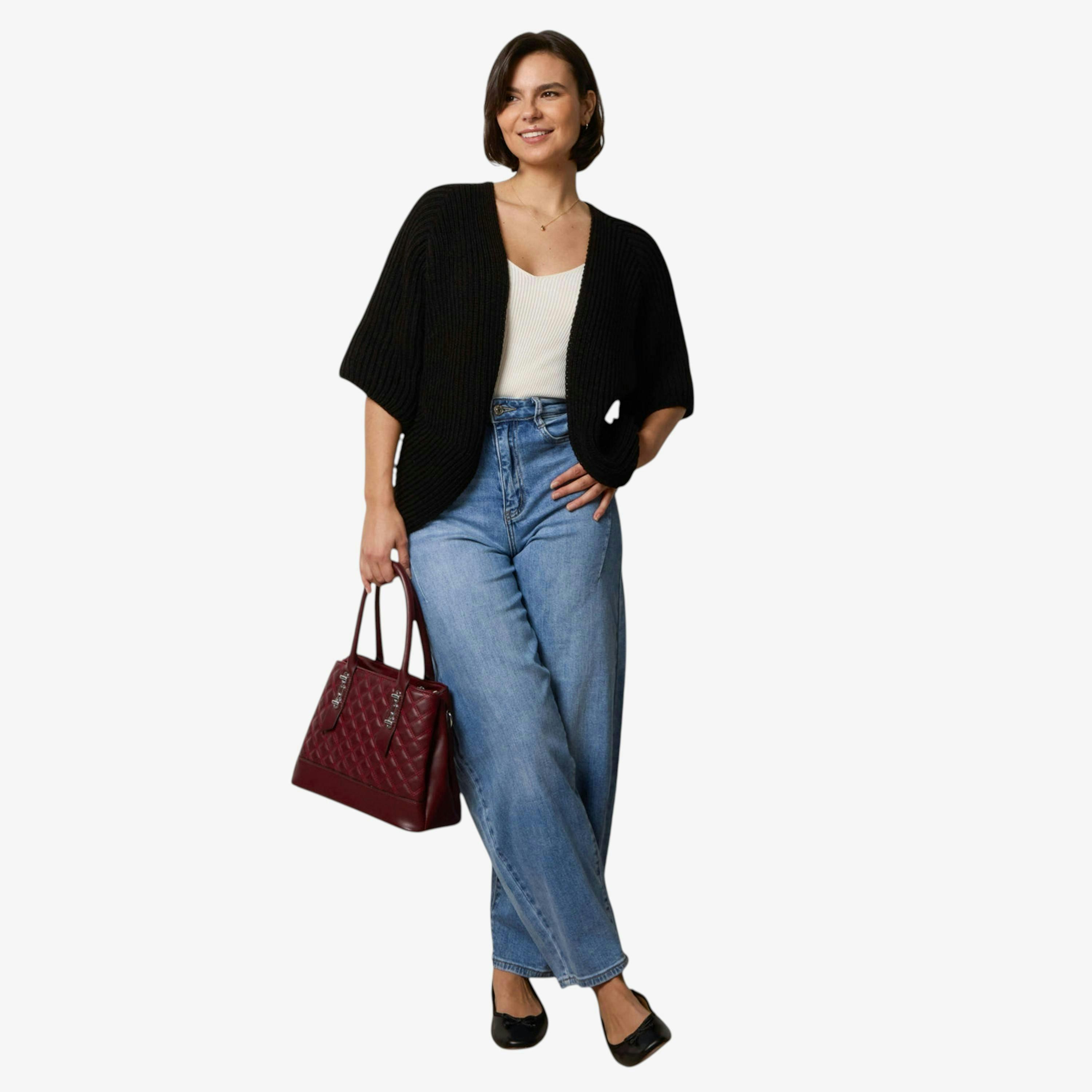 Blue Vanilla Edge To Edge Rib Cardigan   in  Black , view 1 of 1