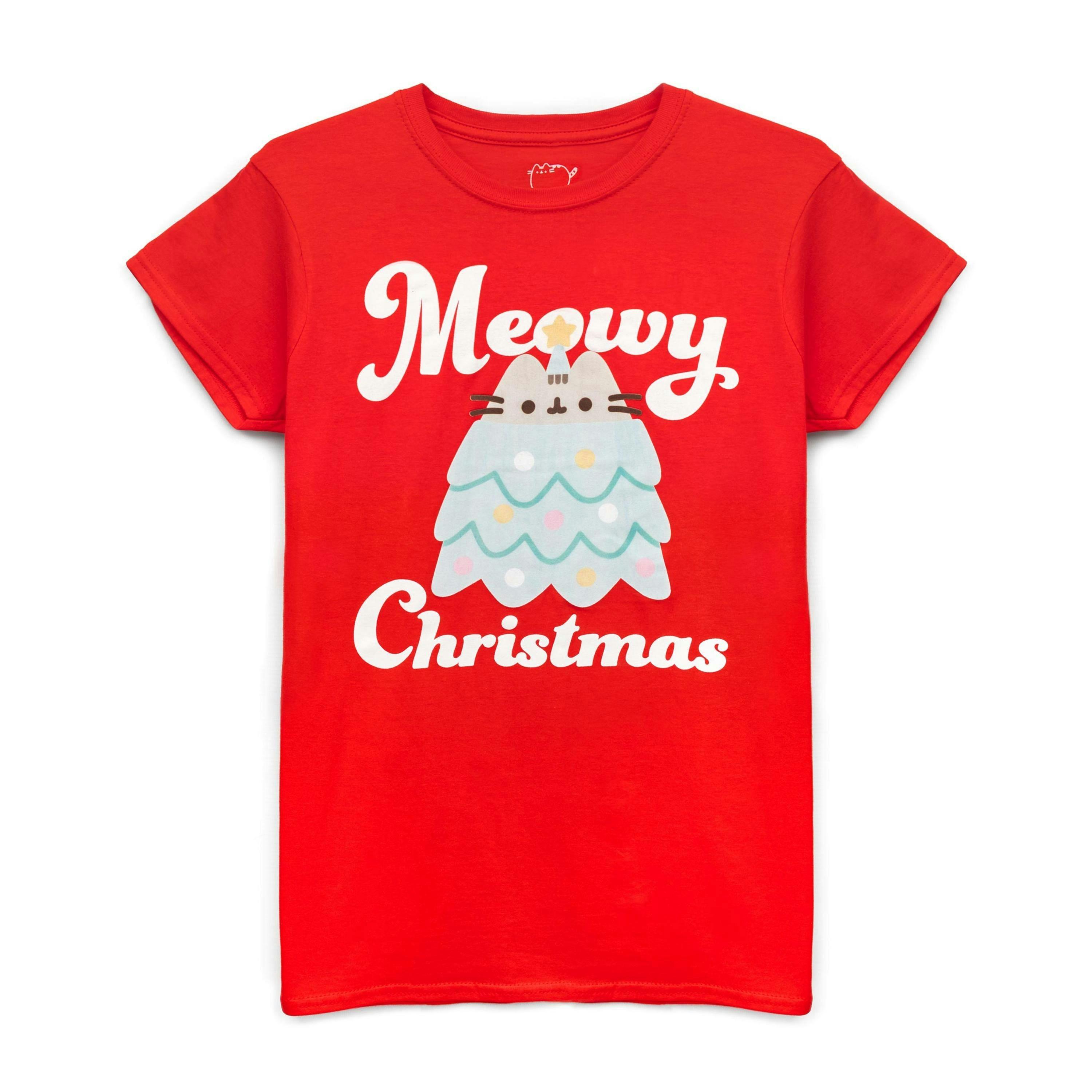 Pusheen Womens Red Pusheen The Cat Short Sleeved T-Shirt by Vanilla Underground , view 1 of 1