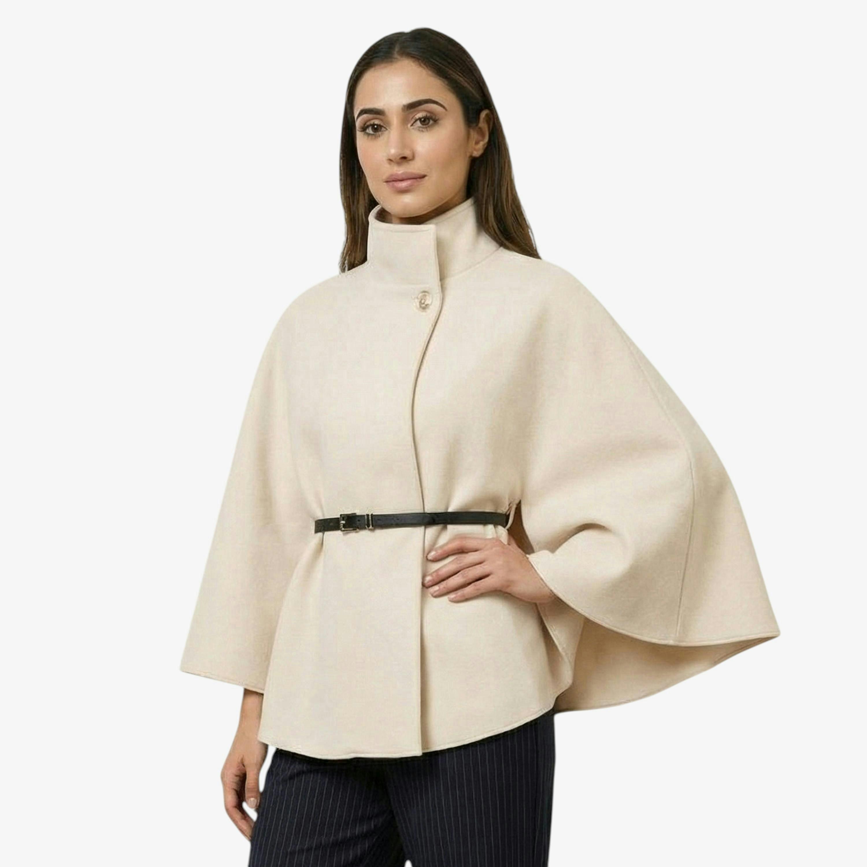 Blue Vanilla Belted Cape Coat   in  Stone , view 1 of 1