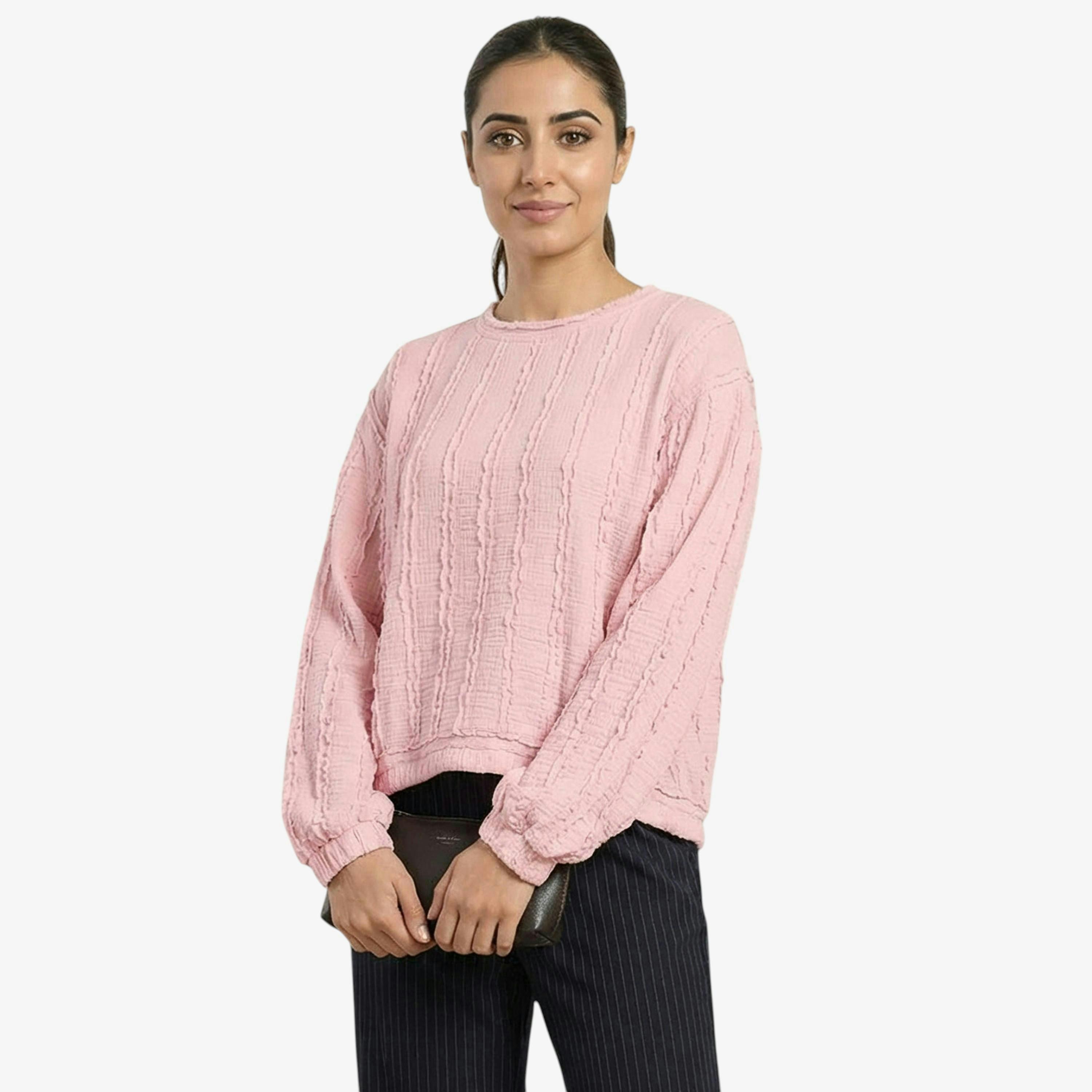 Blue Vanilla Ruffle Detailed Sleeve Top   in  Pink , view 1 of 1