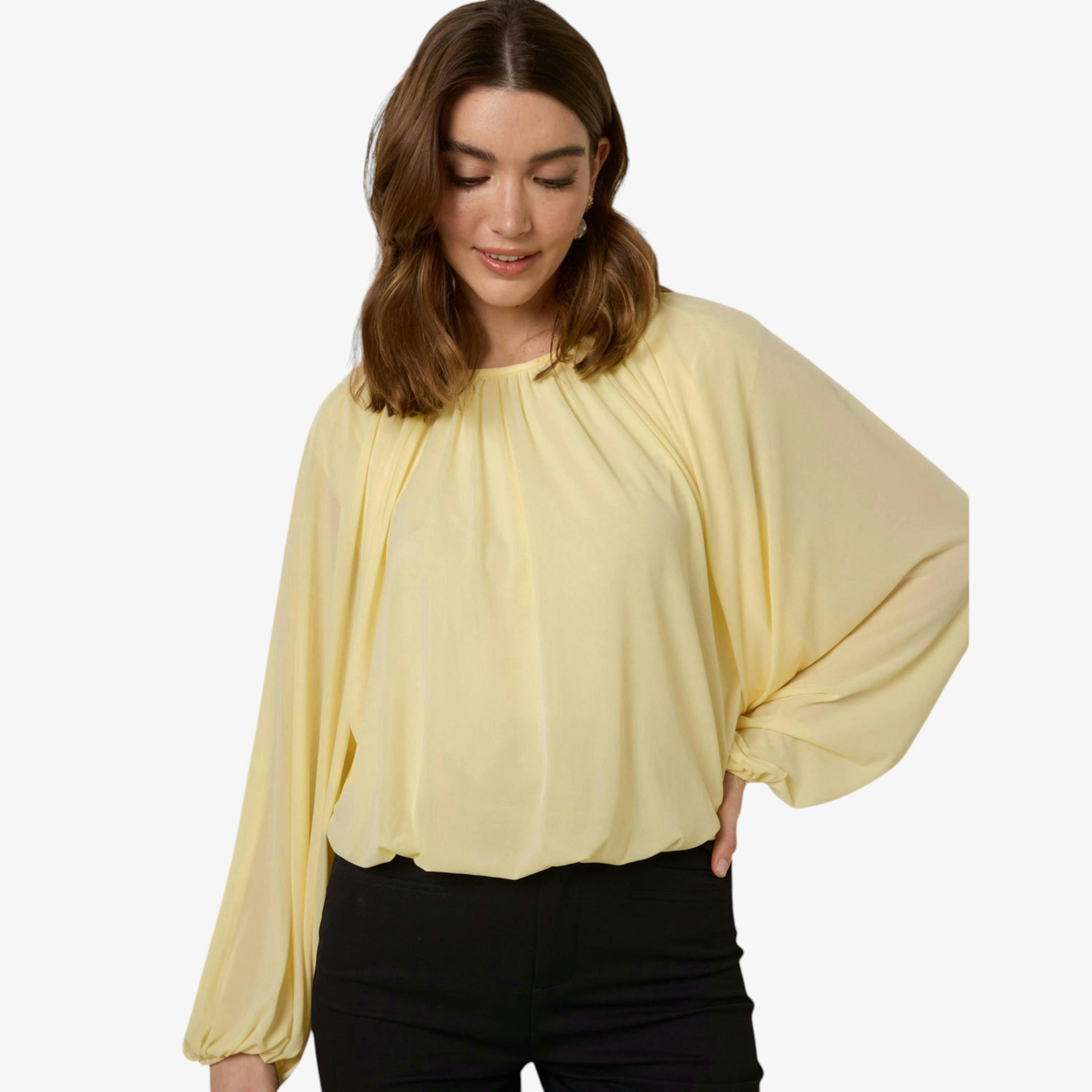 Blue Vanilla Batwing Puffball Blouse   in  Yellow , view 1 of 1
