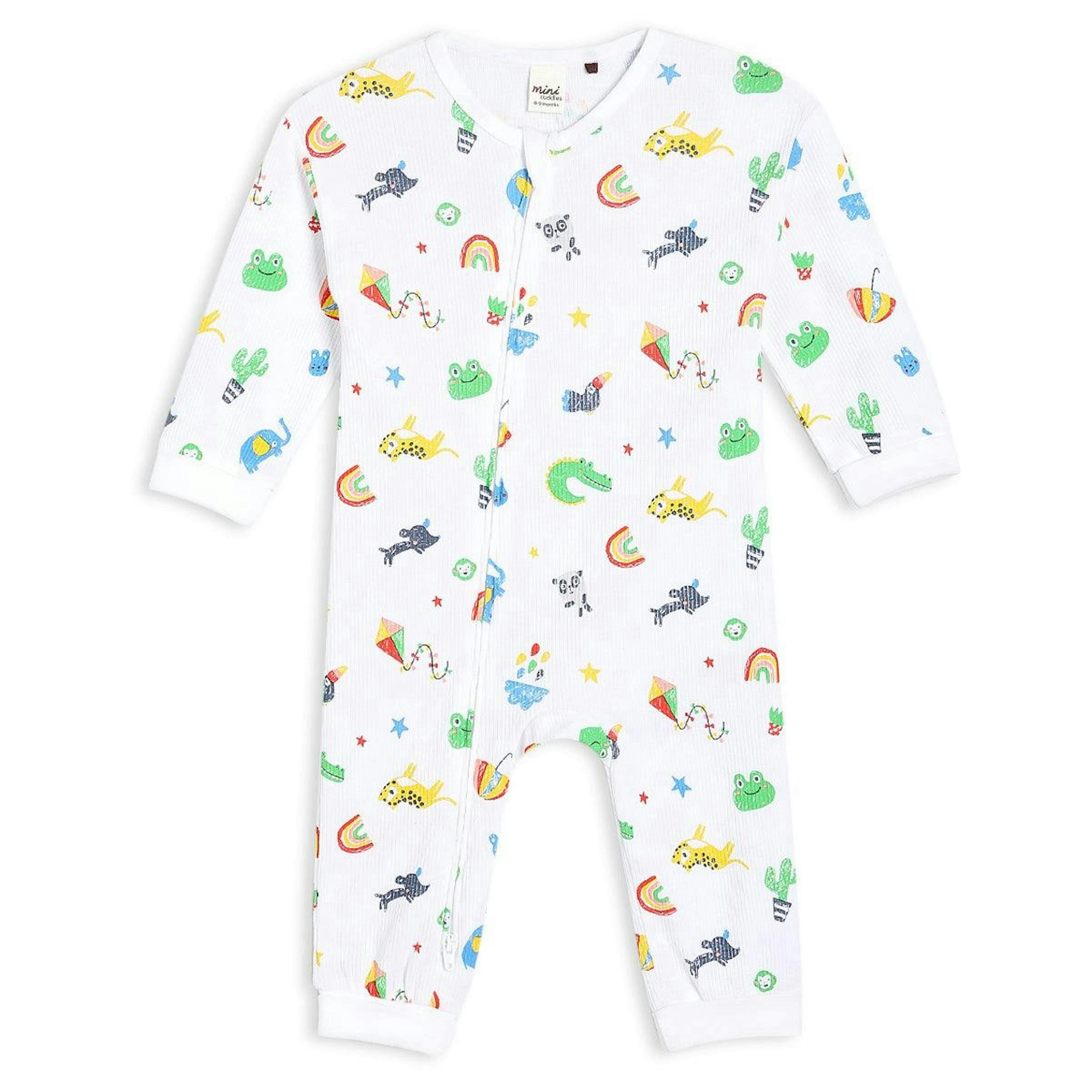 Baby Boys All-Over Animal & Rainbow Printed Romper, Multicolour , view 1 of 1