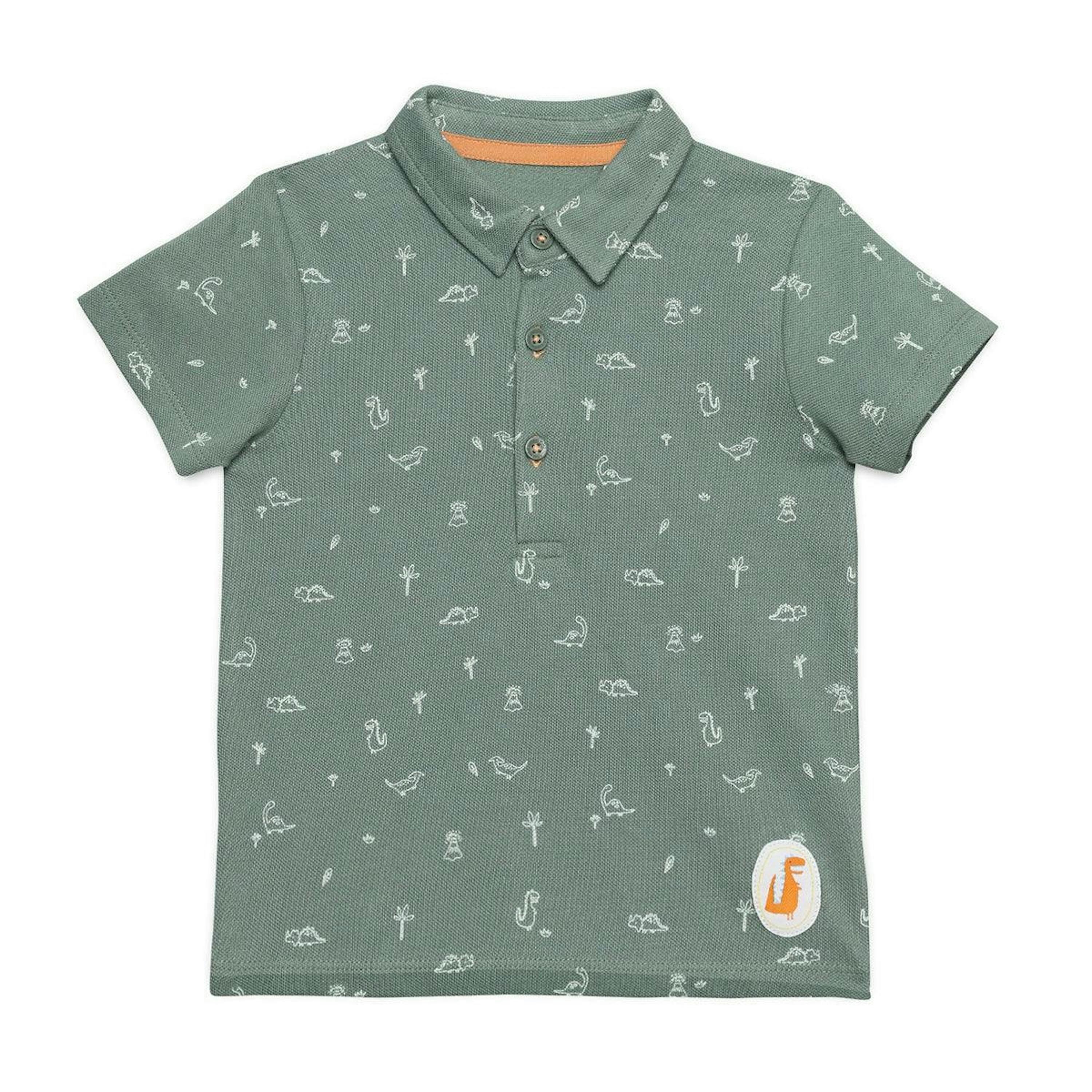 Baby Boys All-Over Dinosaur Printed Polo T-Shirt, Green , view 1 of 1