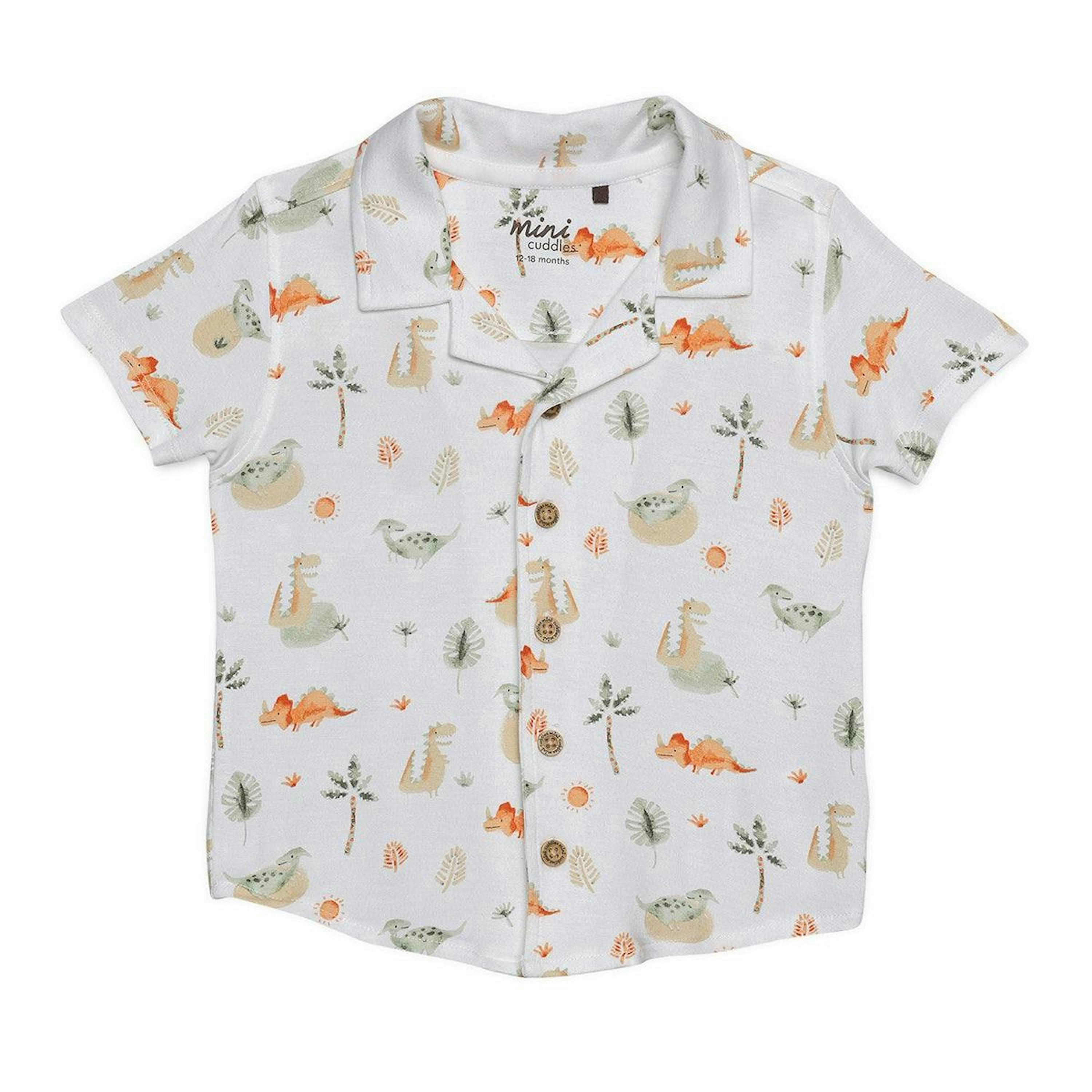 Baby Boys All-Over Dinosaur Printed Shirt, Multicolour , view 1 of 1