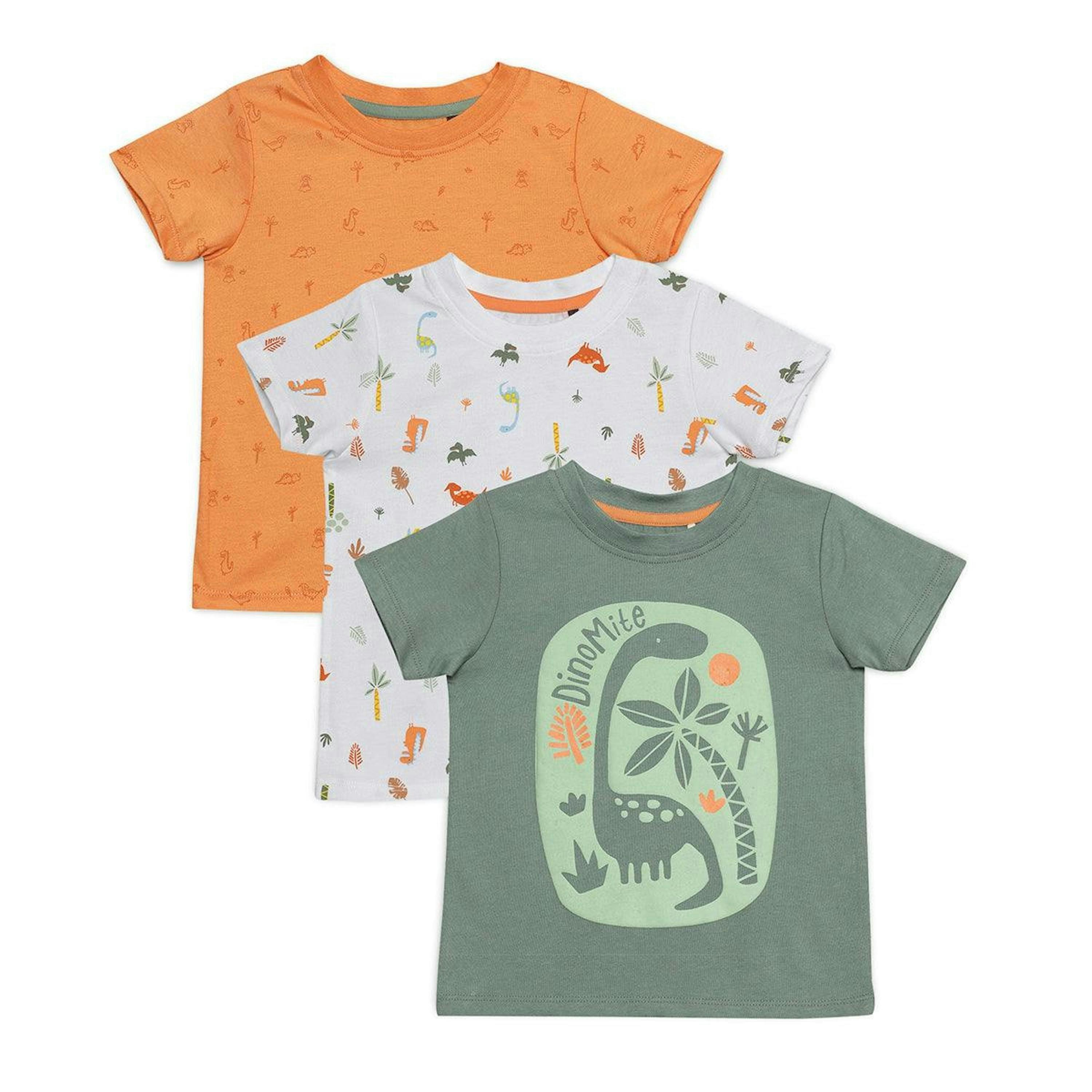 Baby Boys 3pk Dinosaur Print T-Shirts, Multicolour , view 1 of 1