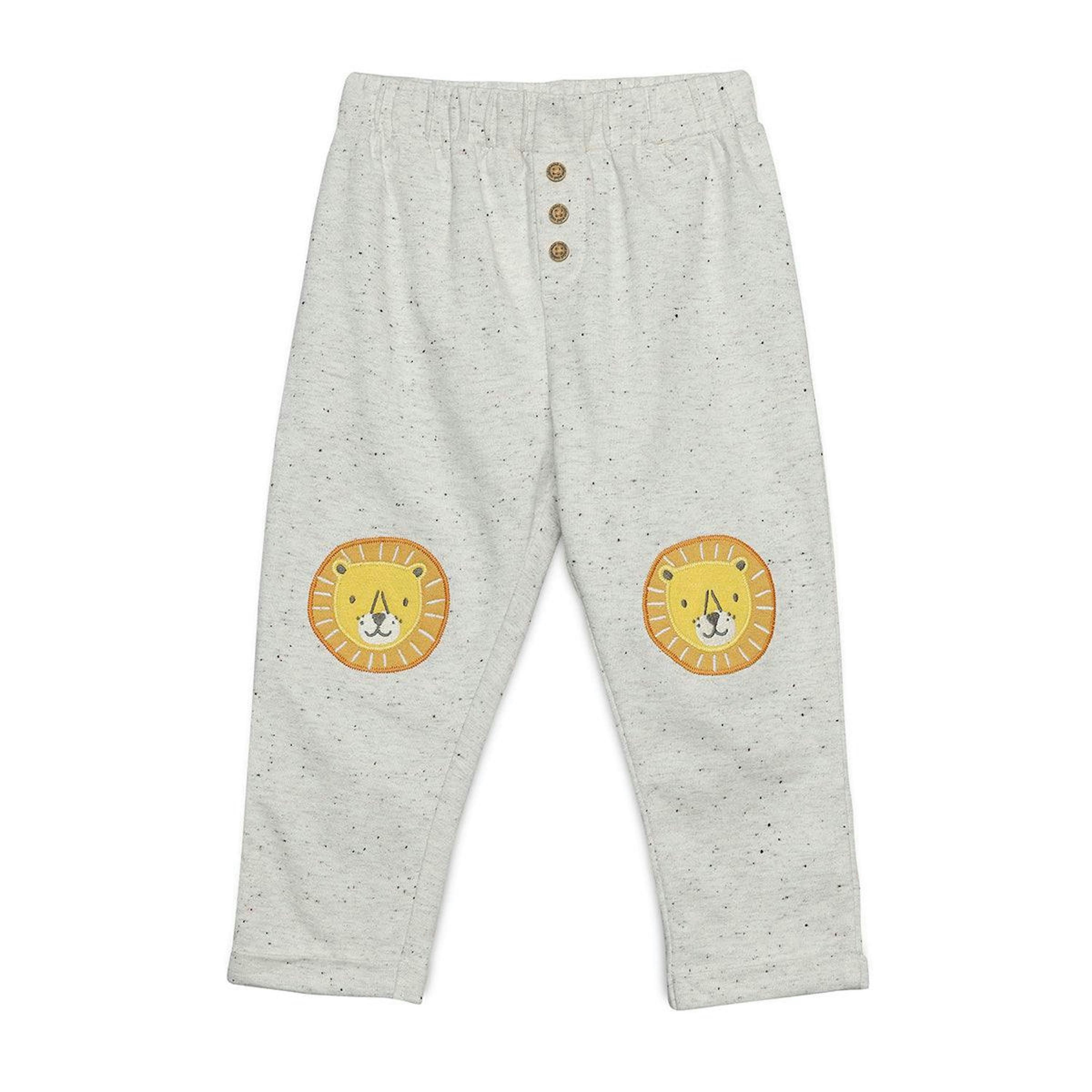 Baby Boys Lion Patch Joggers, Grey , view 1 of 1