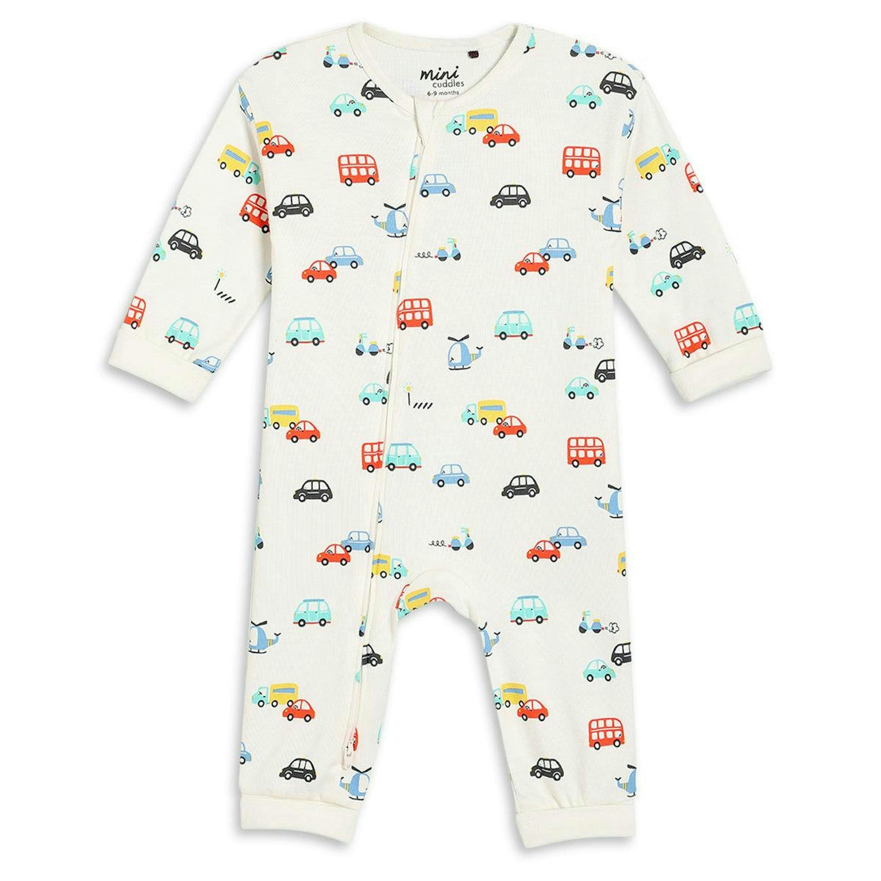 Baby Boys Vehicle Printed Romper, Multicolour , view 1 of 1