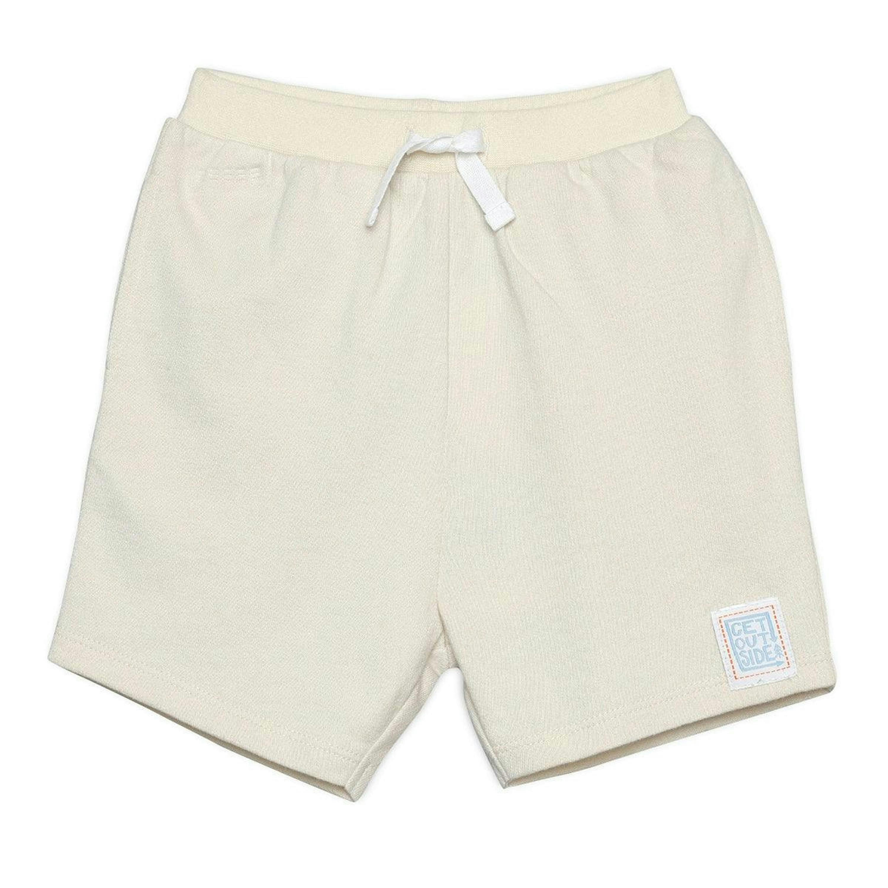 Baby Boys Knit Shorts With Dinosaur Applique, Off White , view 1 of 1