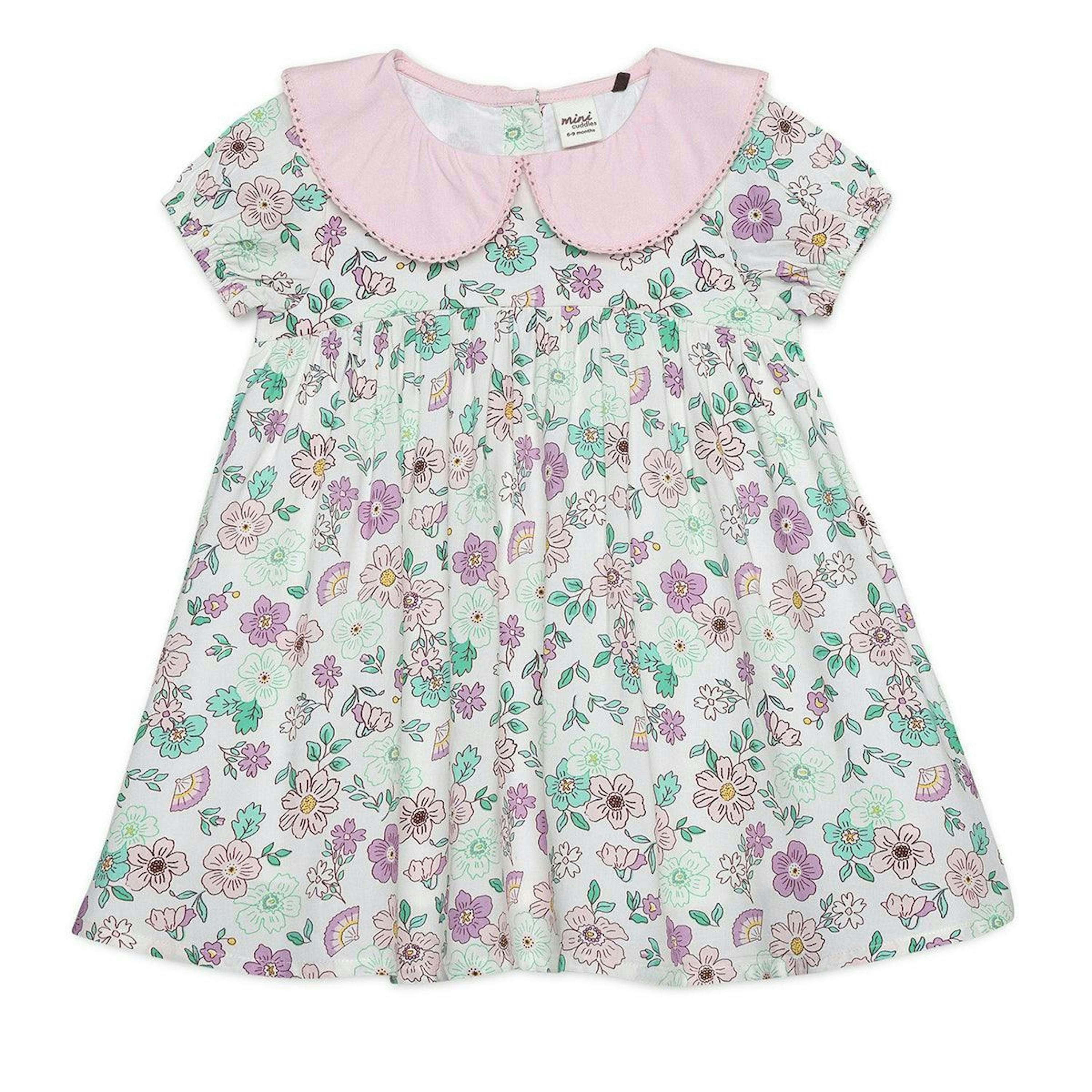 Baby Girls Floral Print Dress, Multicolour , view 1 of 1