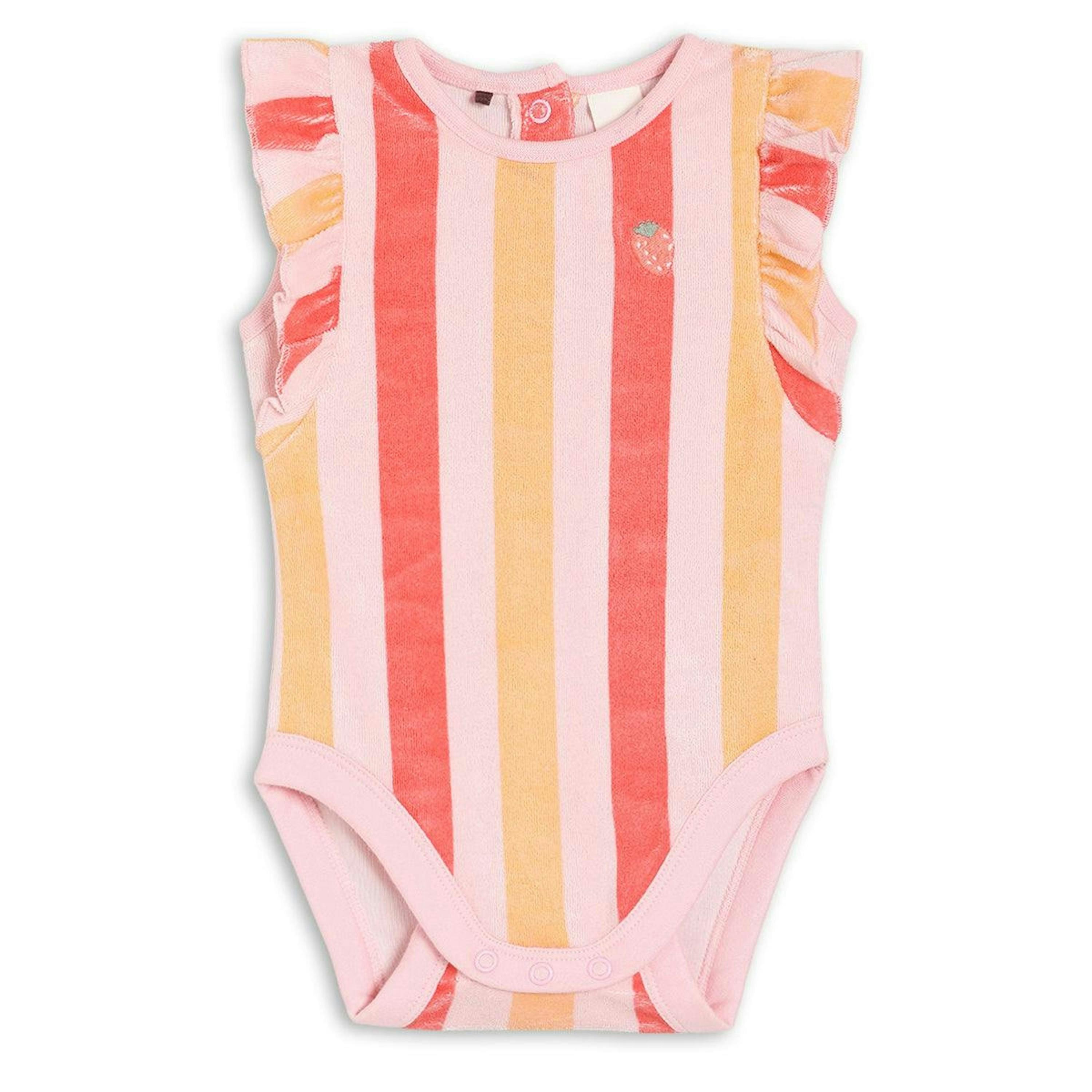 Baby Girls Strawberry Embroidered Striped Bodysuit, Multicolour , view 1 of 1