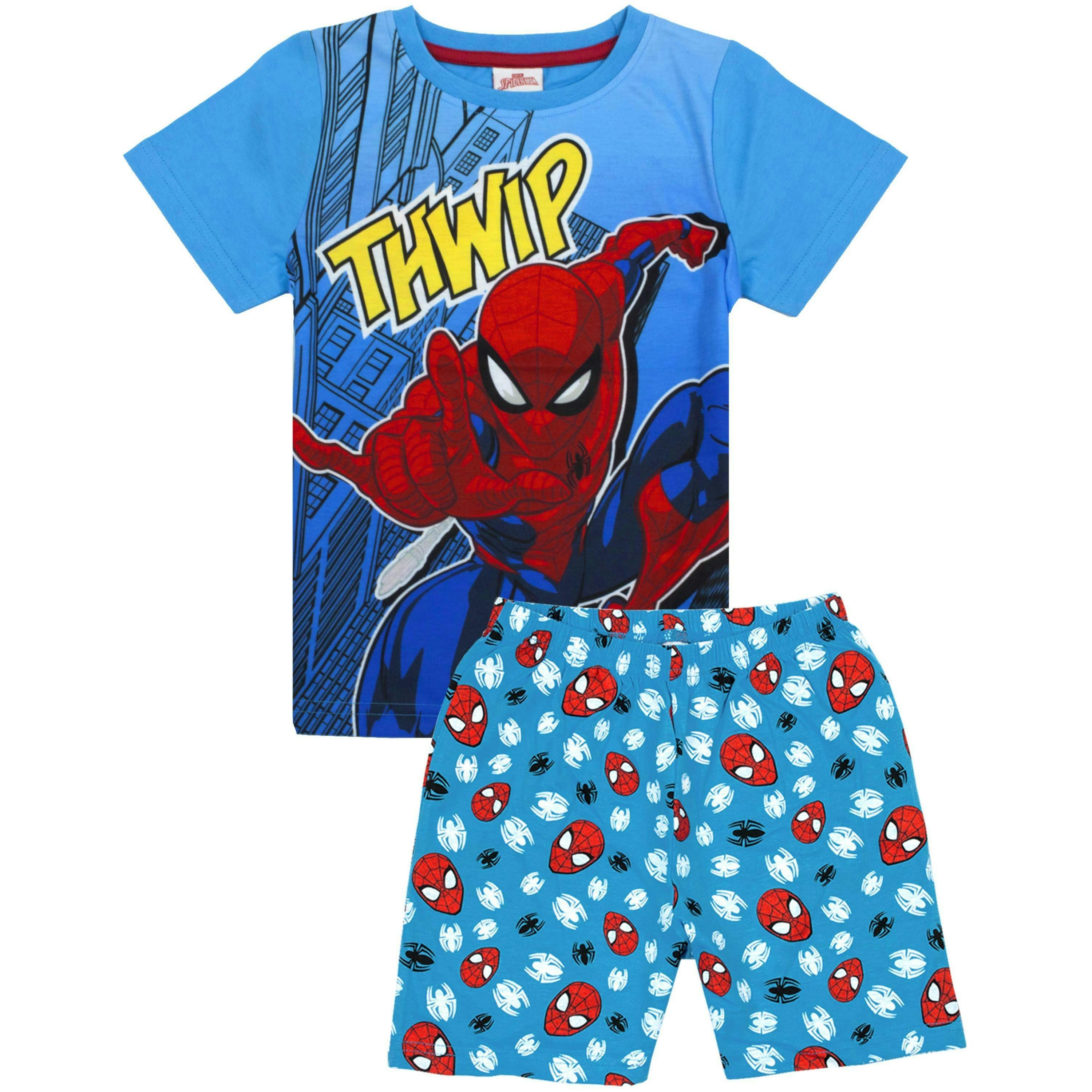Marvel Boys Blue Spiderman Short Sleeve Short Leg Pyjama Set by Vanilla Underground , view 1 of 1