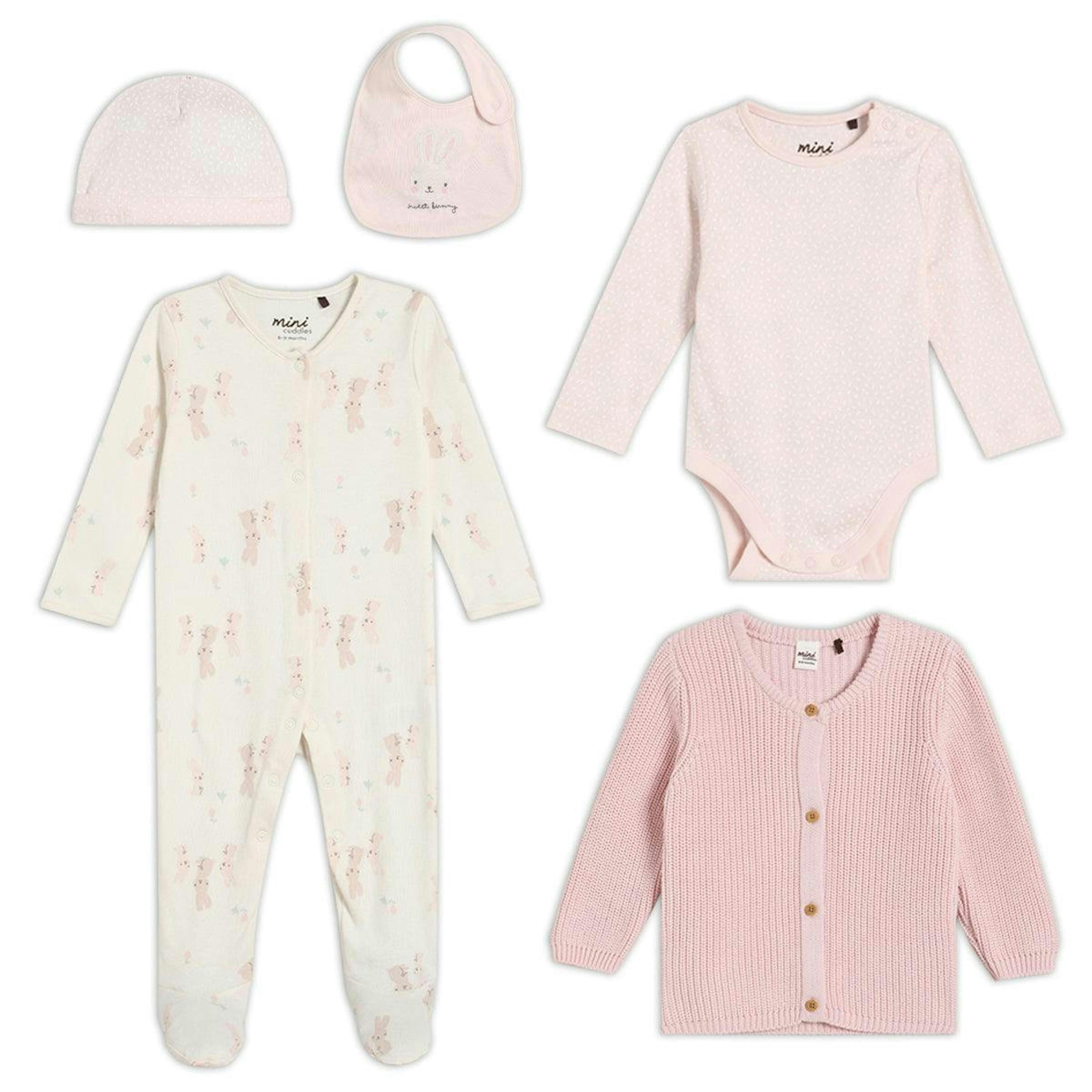 Baby Girl 5pc Gift Set With Cardigan, Multicolour , view 1 of 1