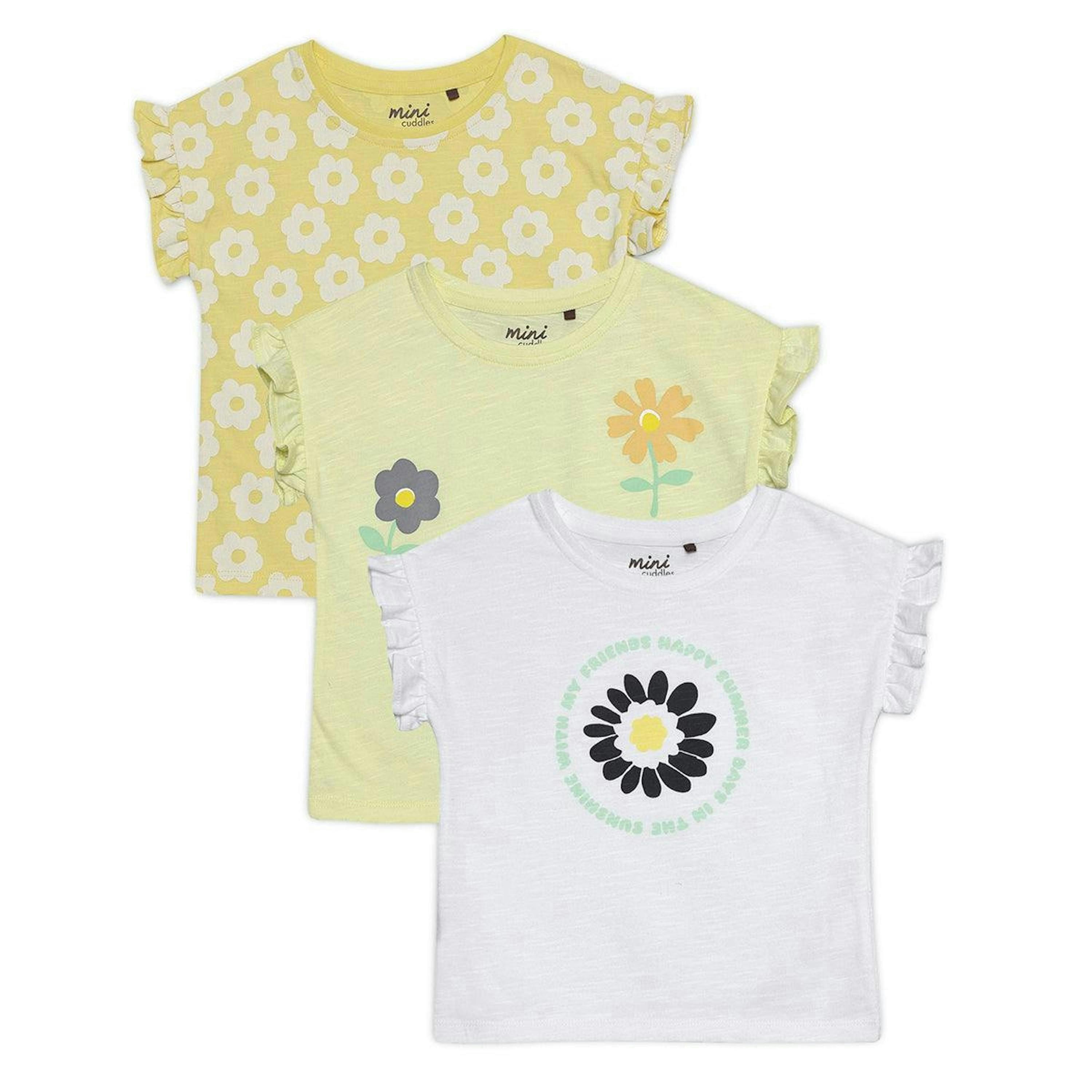Baby Girls 3pk Floral Printed Knit Tops, Multicolour , view 1 of 1