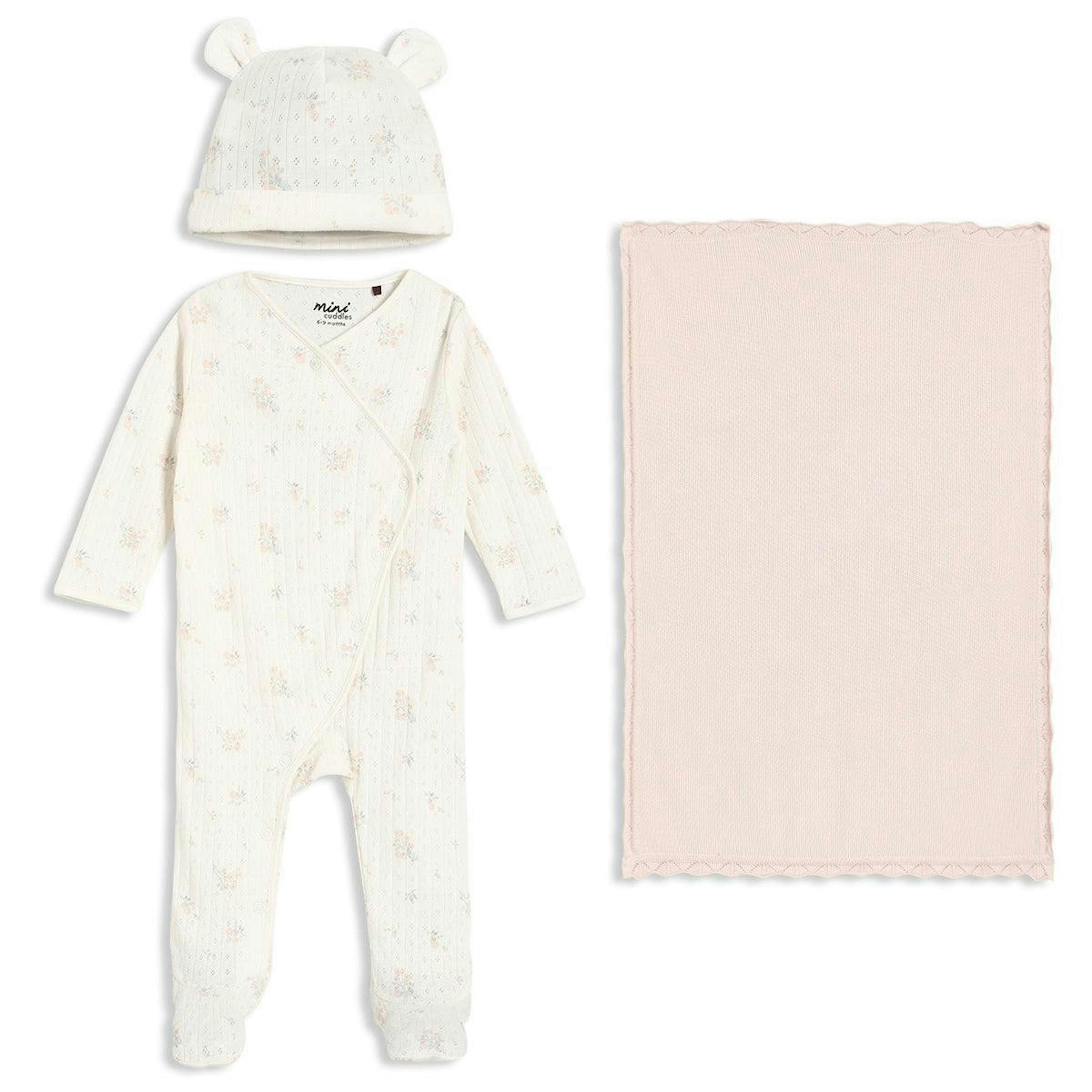 Baby Girl Floral Print 3pc Essentials Gift Set, Multicolour , view 1 of 1