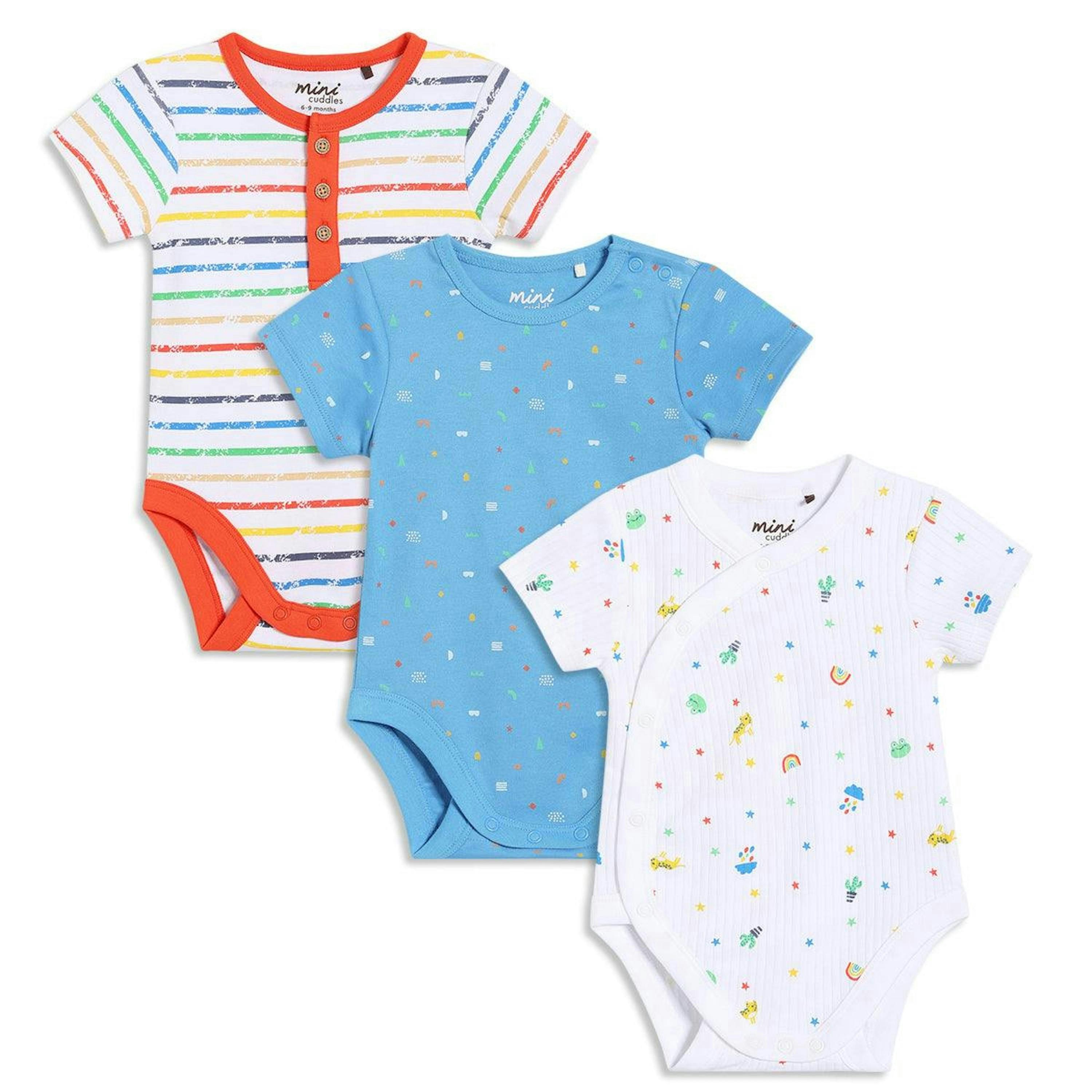 Baby Boys 3pk Printed Bodysuits, Multicolour , view 1 of 1