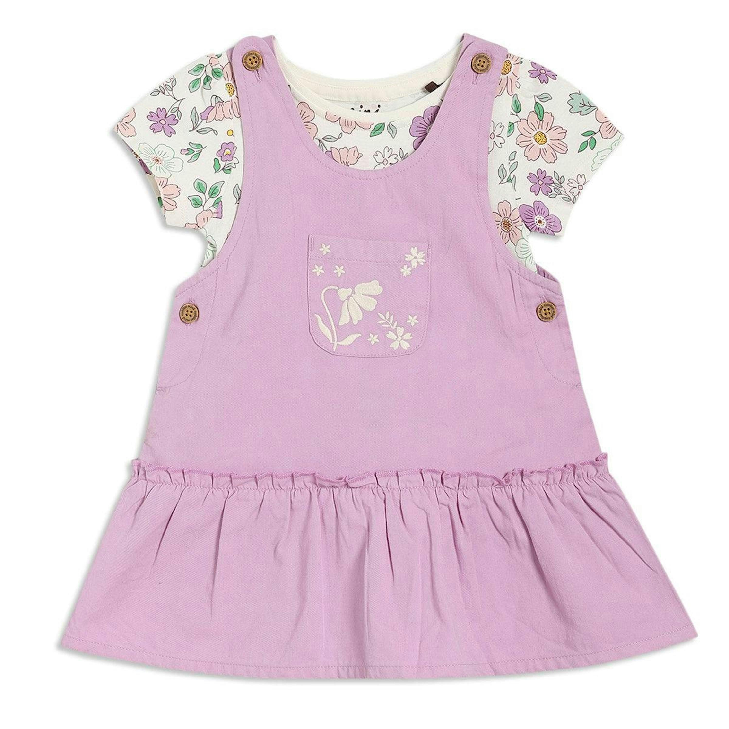 Baby Girls Floral 2pc Pinny Set, Multicolour , view 1 of 1
